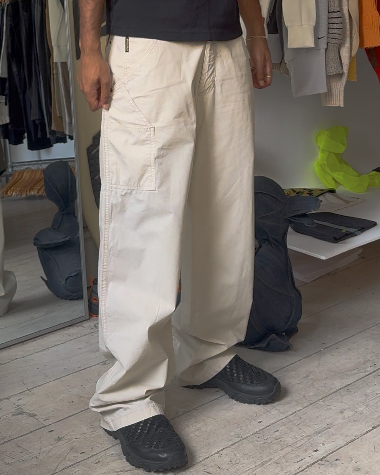 Early 2000s Cream Lightweight Front Carpenter Pants (31~33)