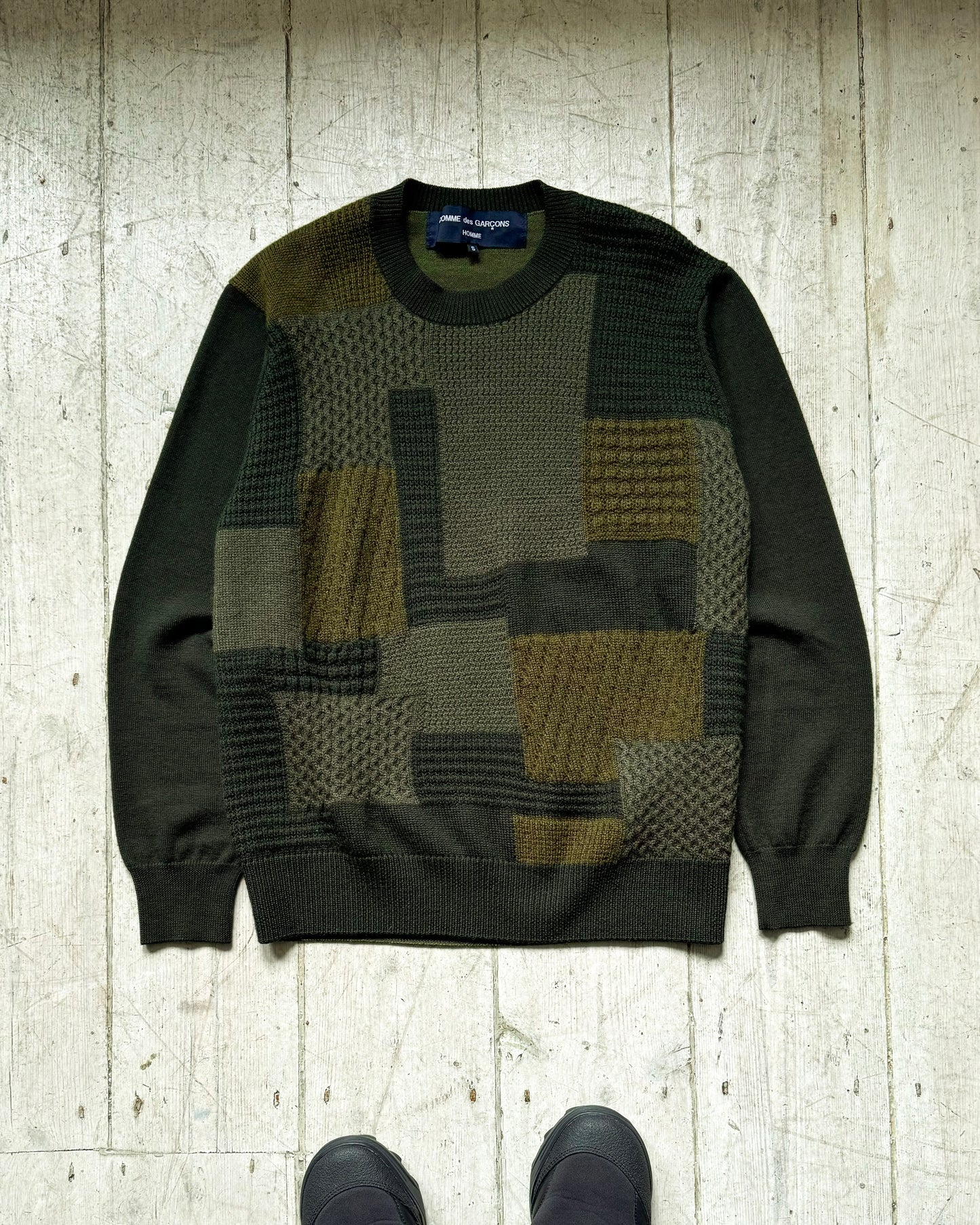 Green Mixed Block Patch Knit Jumper (~M~)
