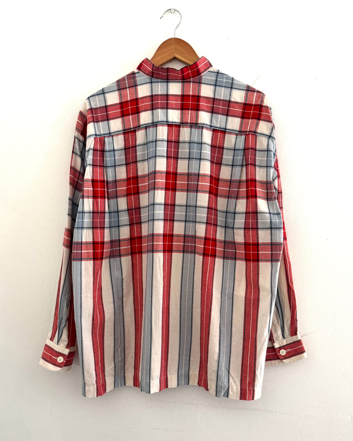 SS1995 Check and Stripe Red Blue Henley Shirt (~L~)