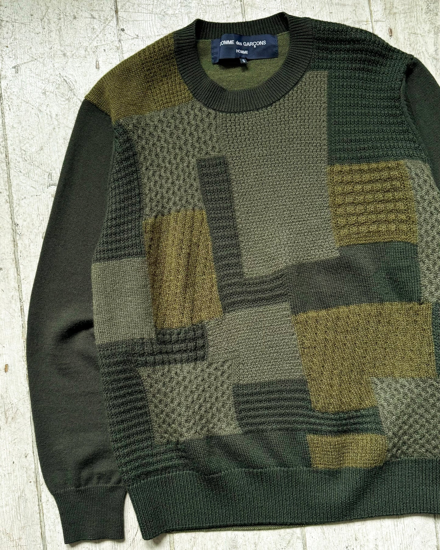 Green Mixed Block Patch Knit Jumper (~M~)