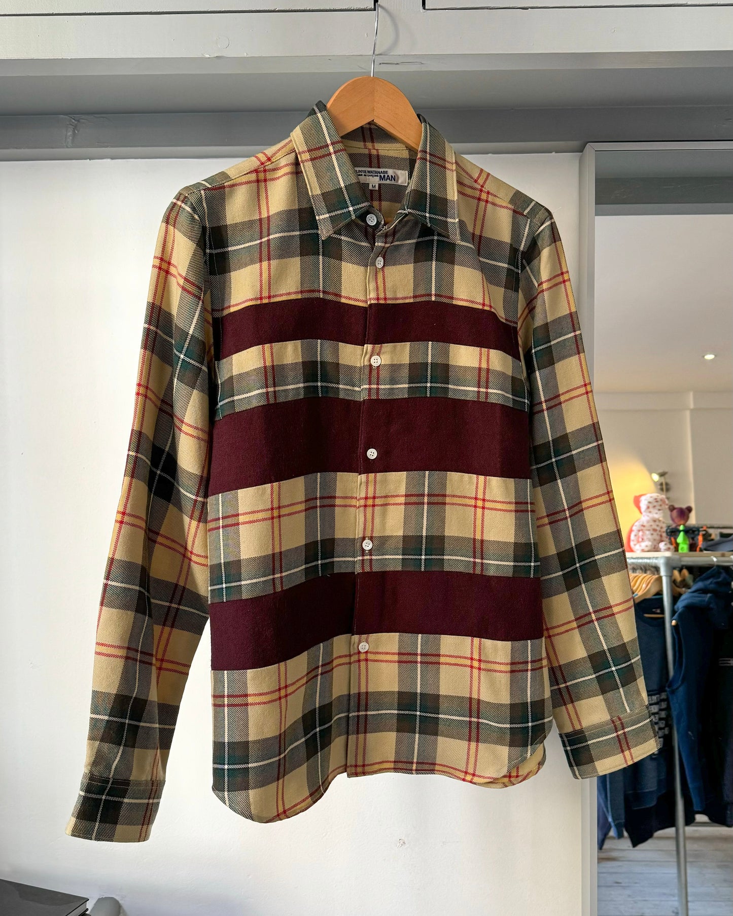 2002 Plaid Burgundy Wool Panel Shirt (~M~)