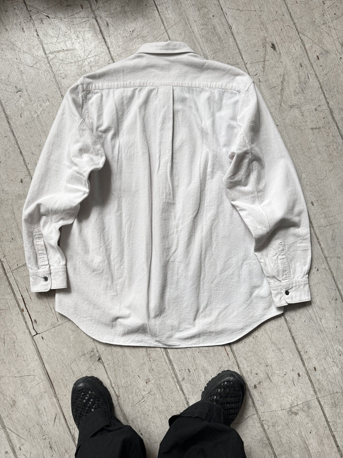 90s Off Center Circle Patch Blue / White Shirt (~L~)