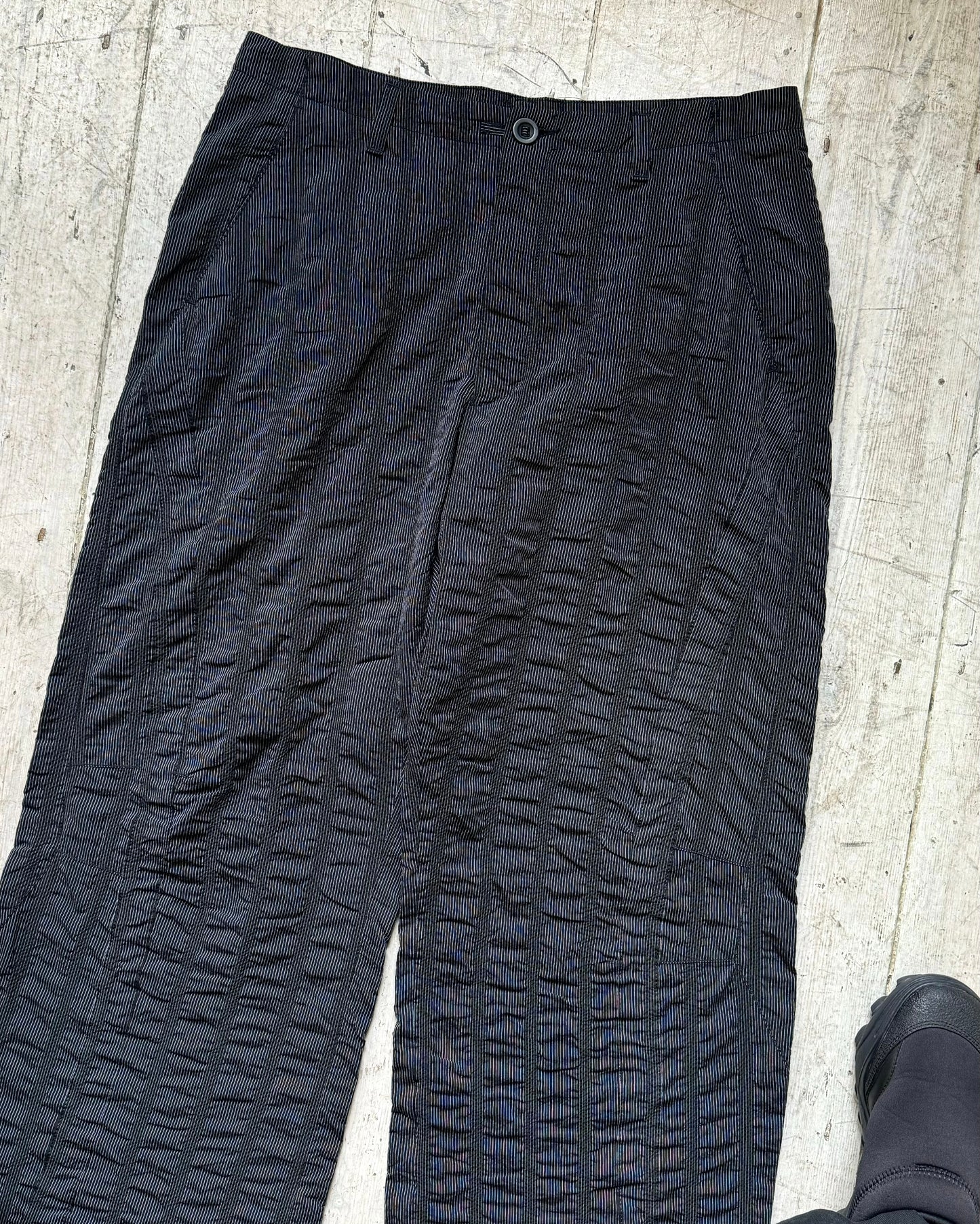 2004 Crinkle Process Striped Grey Wide Pants (~34~)