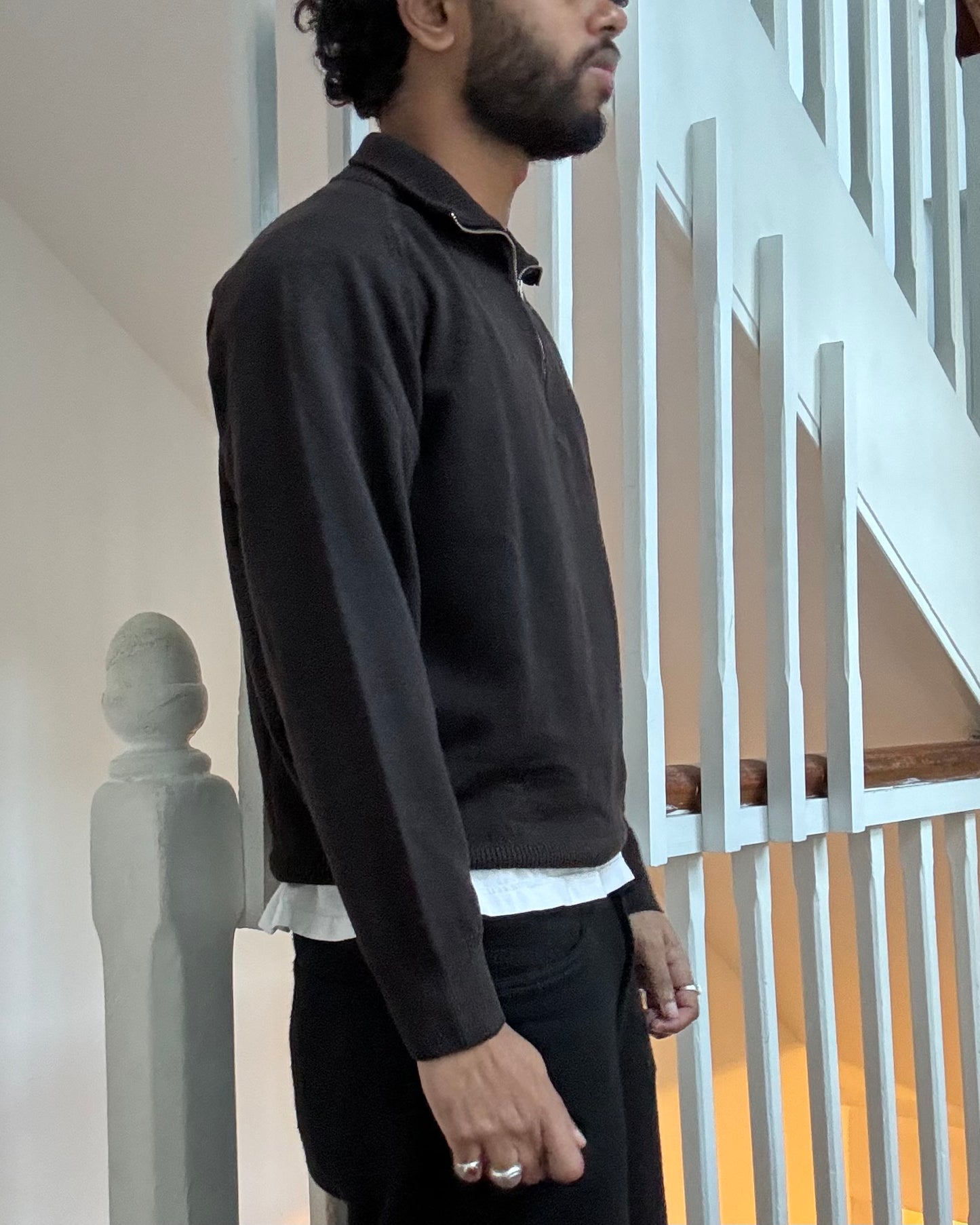 AW05 Quarter Zip Charcoal Knit Jumper (~S~)