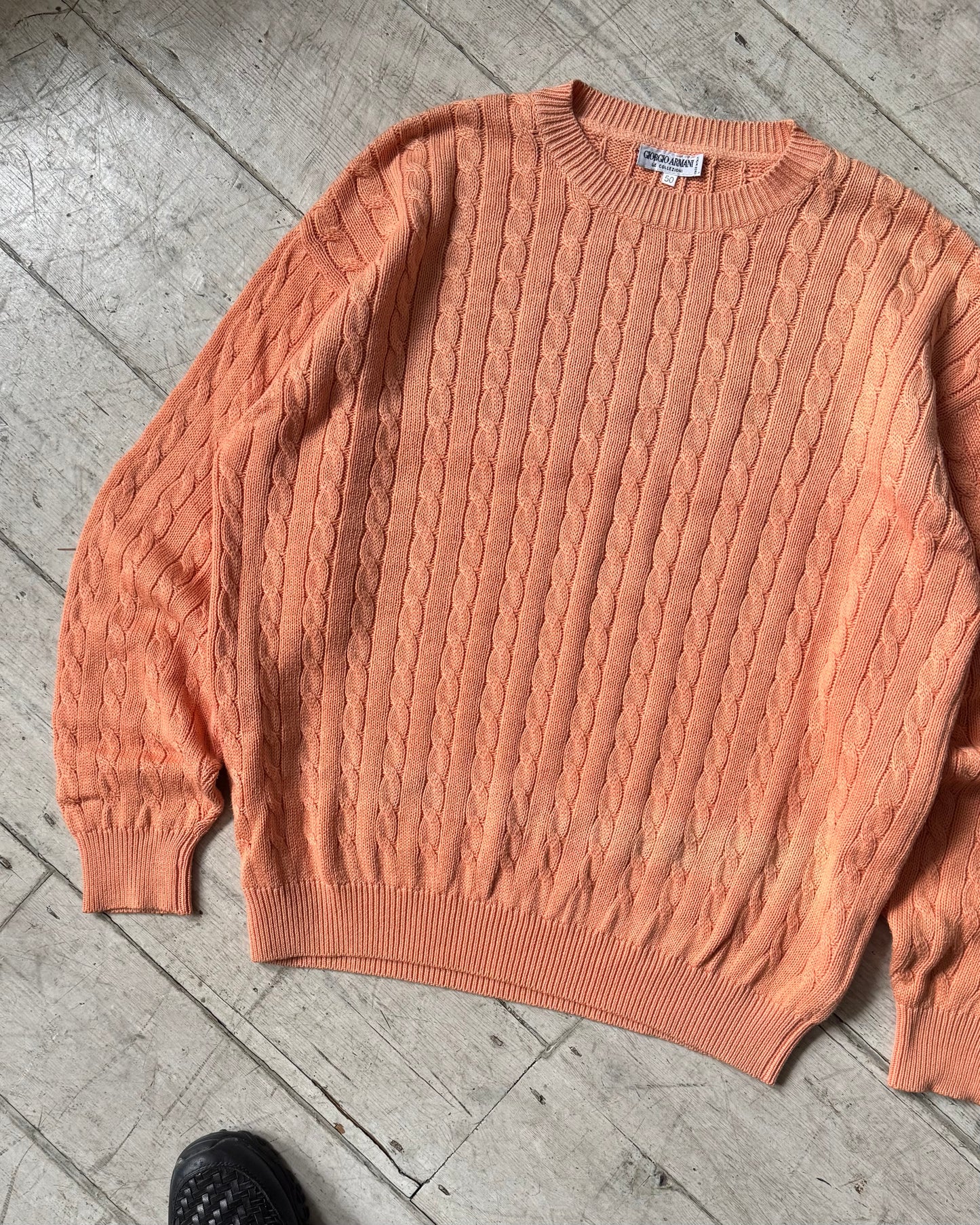 80s Orange / Peach Cable Knit Front Jumper (~L~)