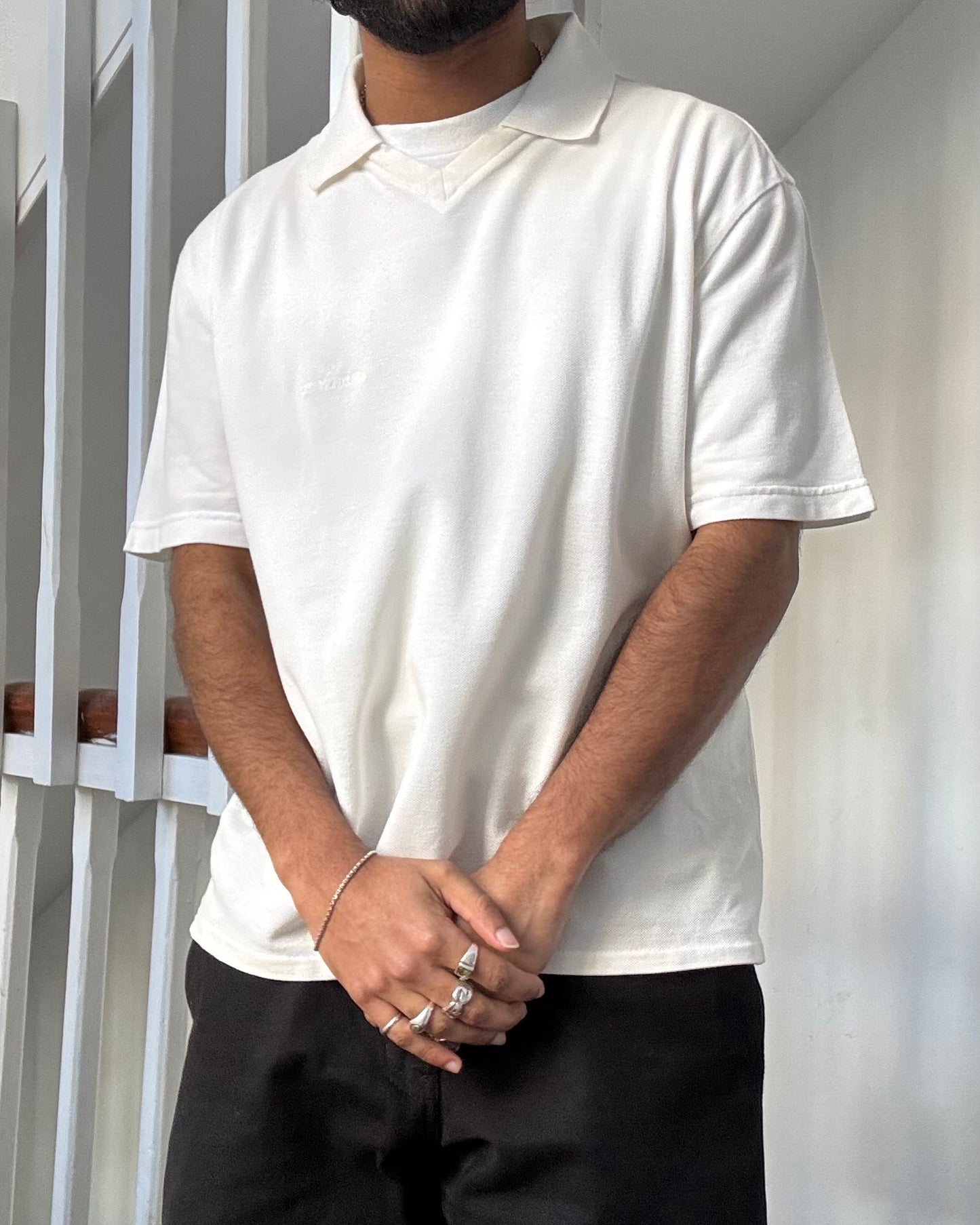 90s White Polo Shirt / Top (~M~)