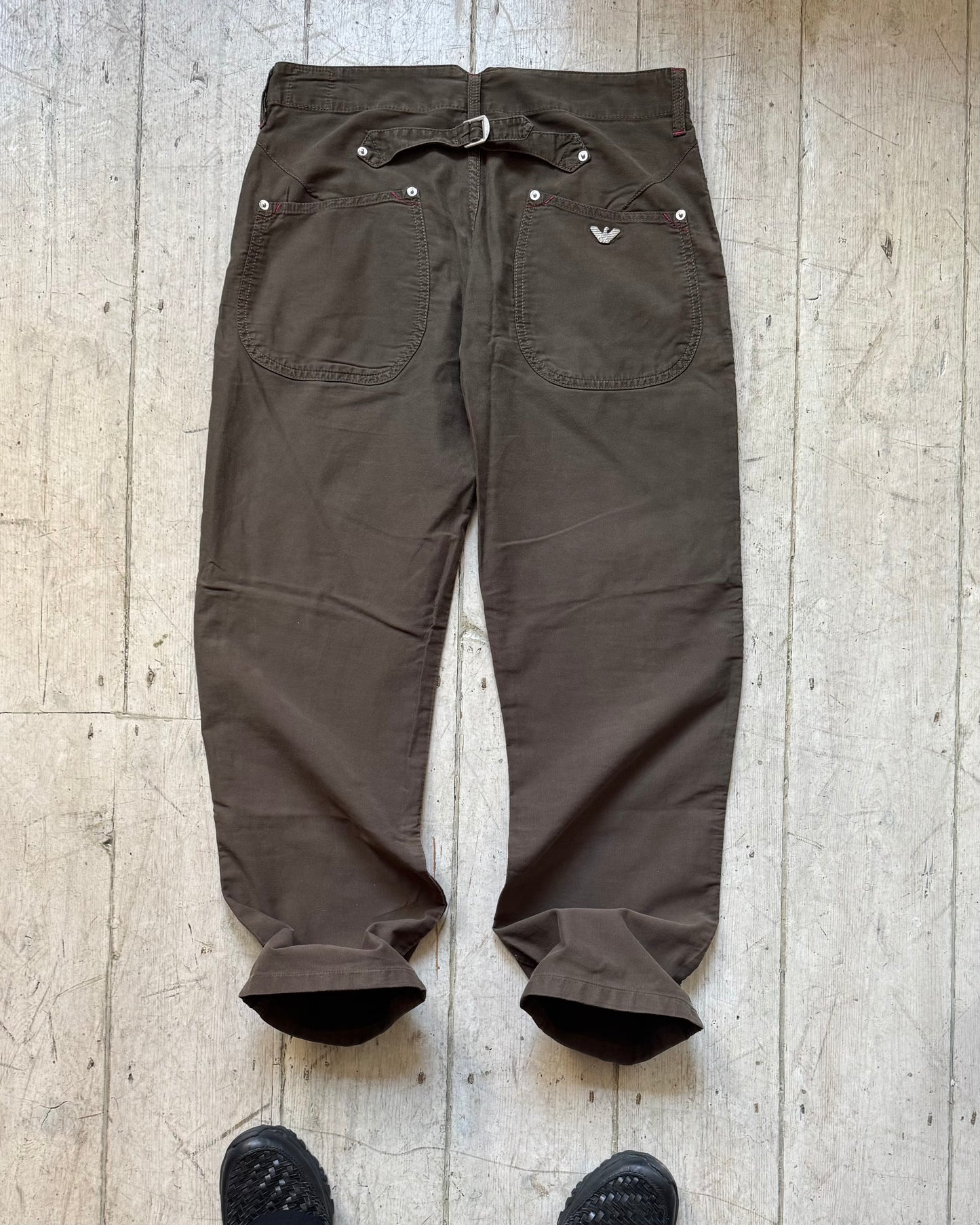 Early 2000s Olive Brown / Red Work Pants (30~32)