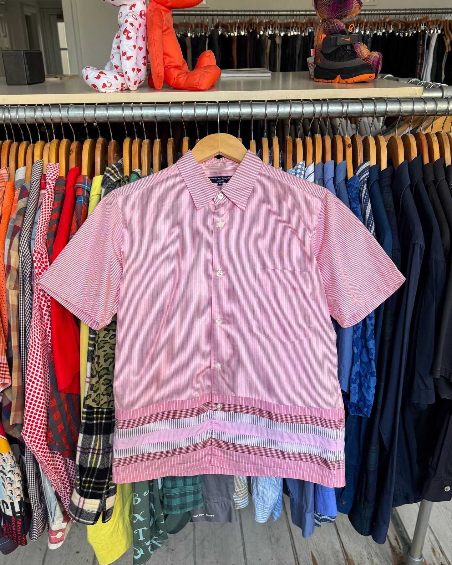 2010 Pink Striped Hem Line Patchwork Shirt (~S~)