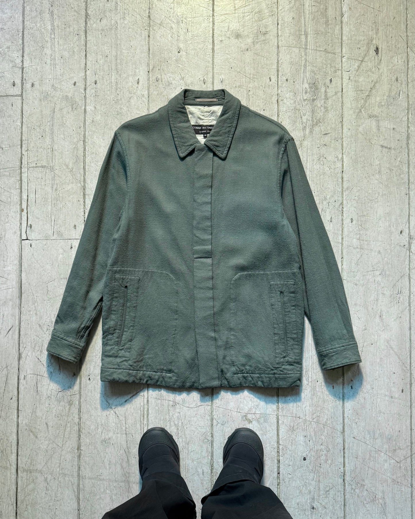 1996 Muted Grey Green Hidden Placket Jacket (~L~)