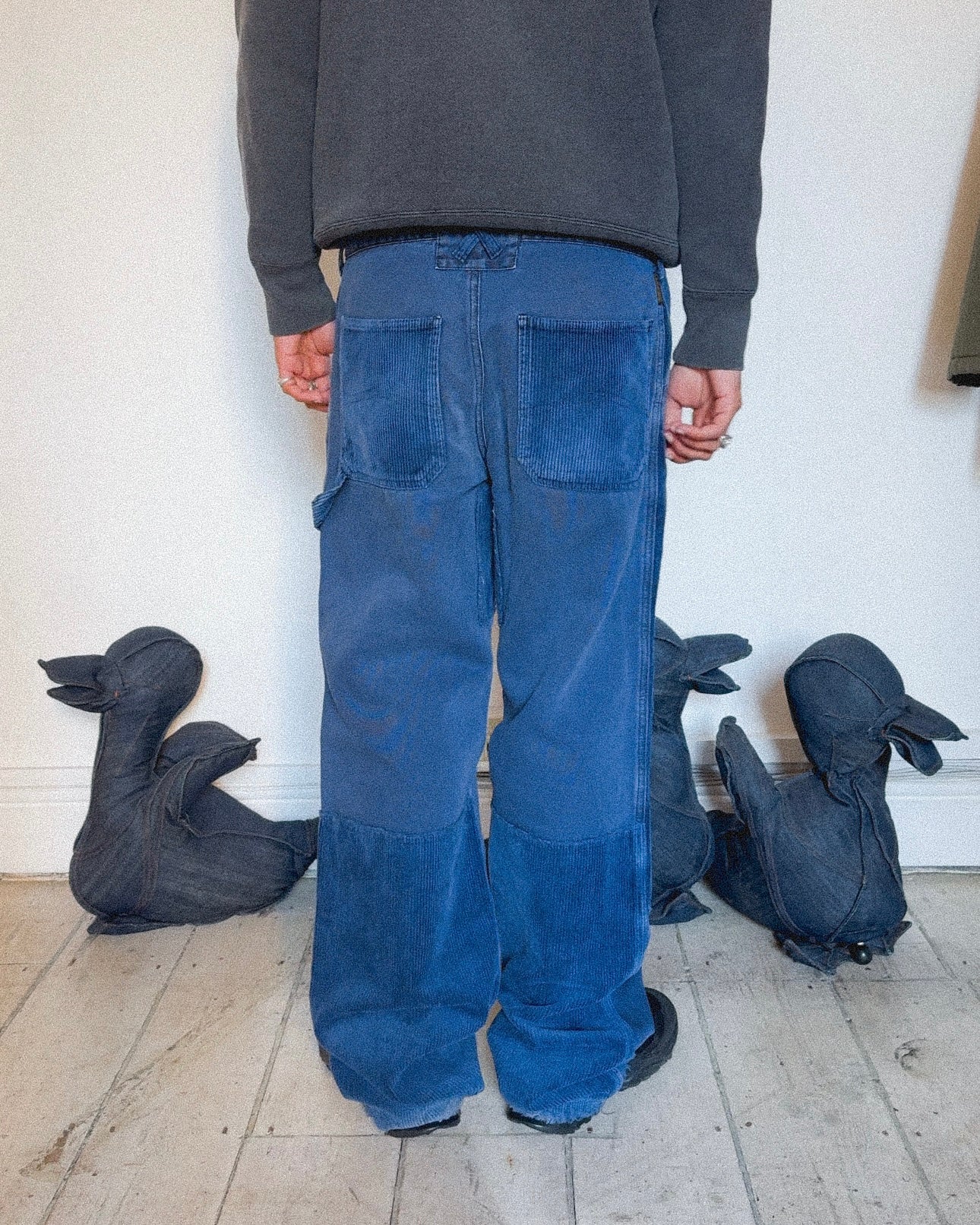 Early 2000s Blue Carpenter Style Corduroy Panel Pants (32~34)