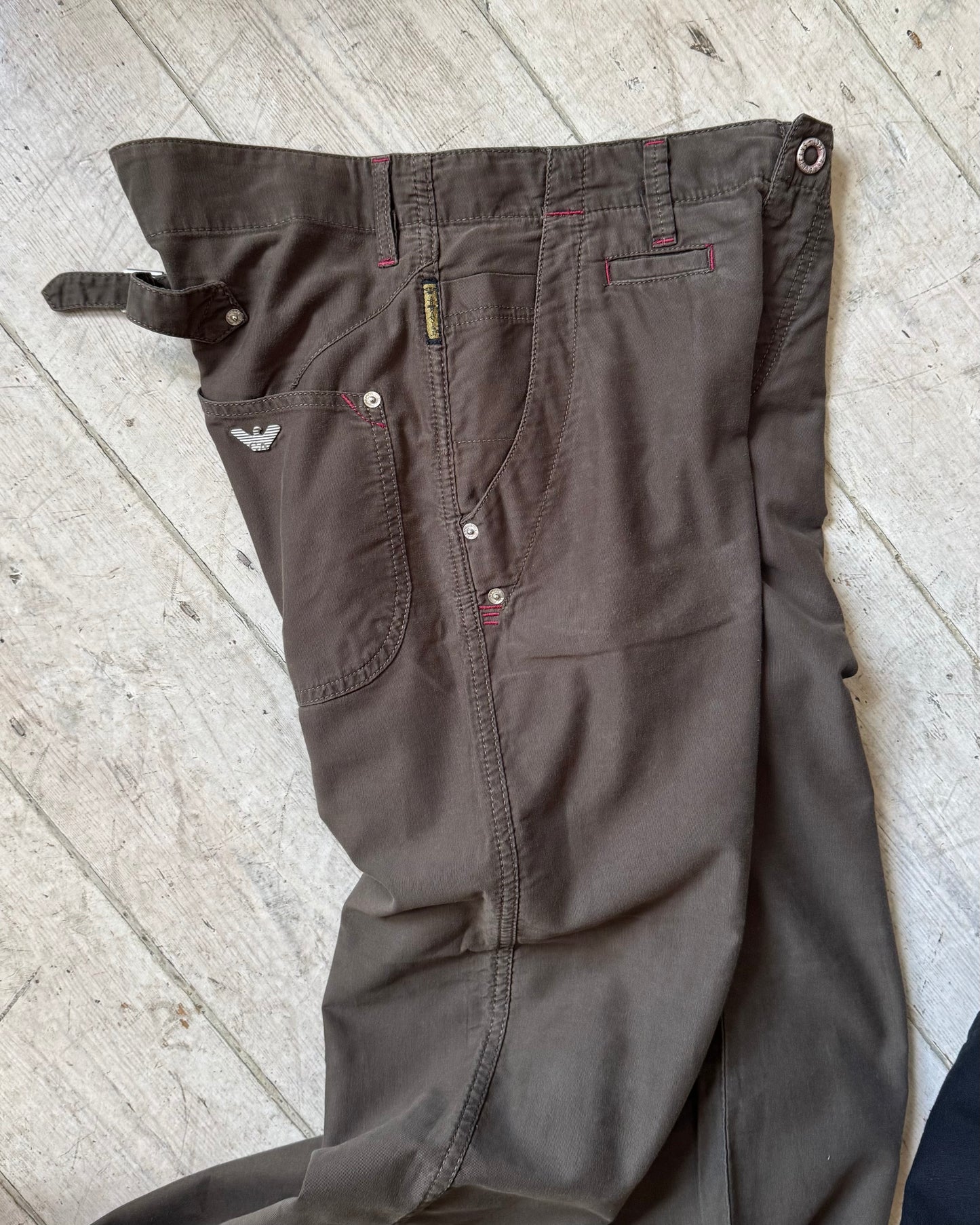 Early 2000s Olive Brown / Red Work Pants (30~32)