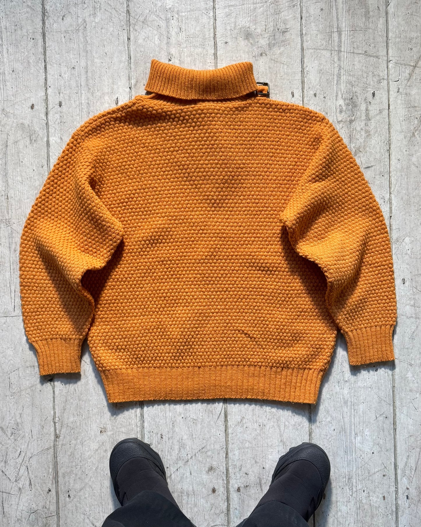 80s Maillaparty Mustard Submariner / Diver Style Turtle Neck Knit Jumper (S)
