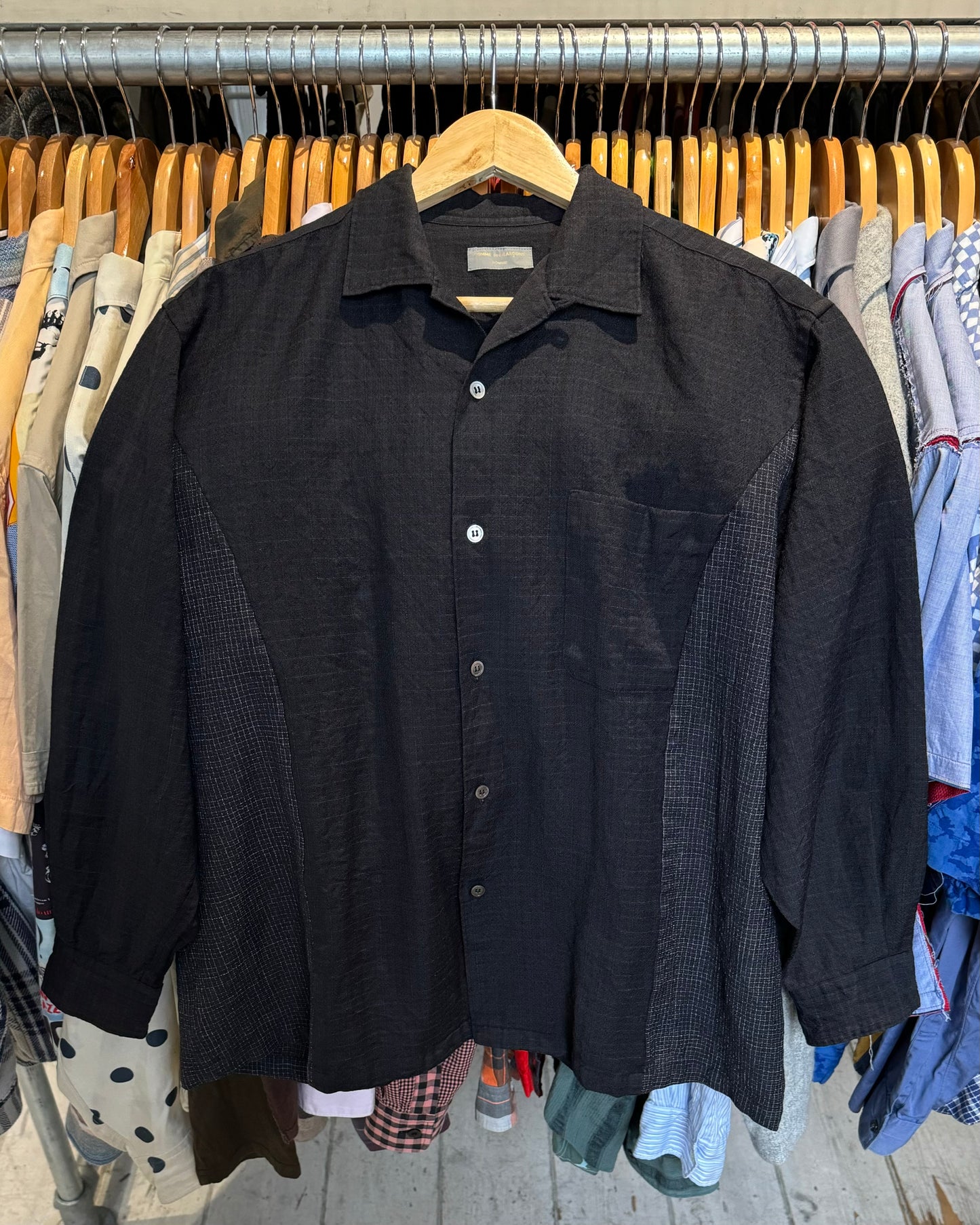 1997 Dual Micro Check Curved Panel Shirt (~M~)