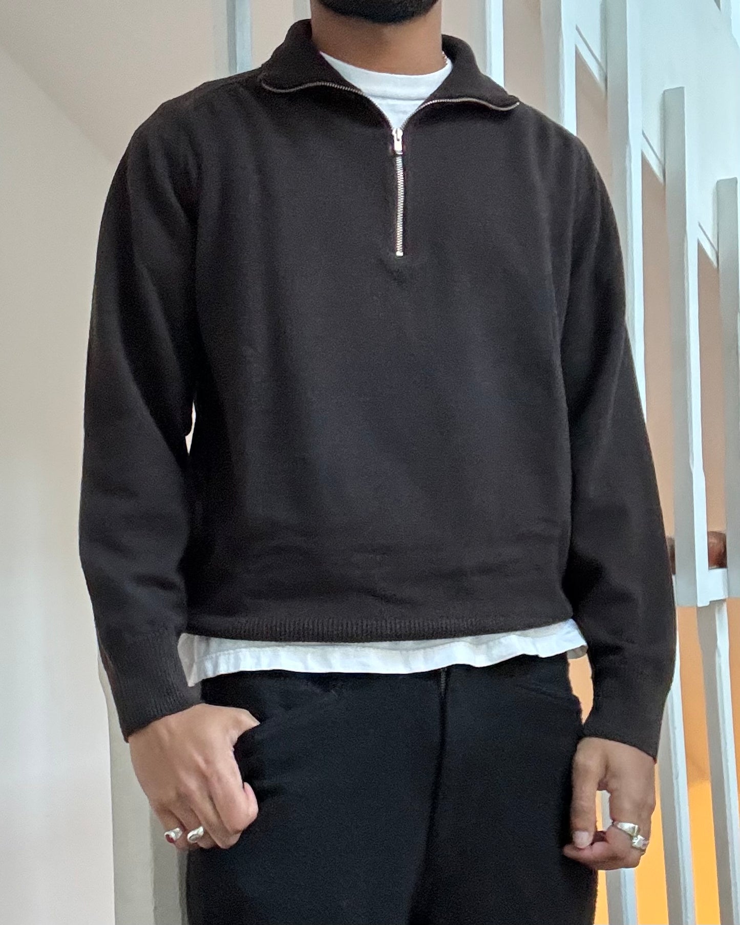 AW05 Quarter Zip Charcoal Knit Jumper (~S~)