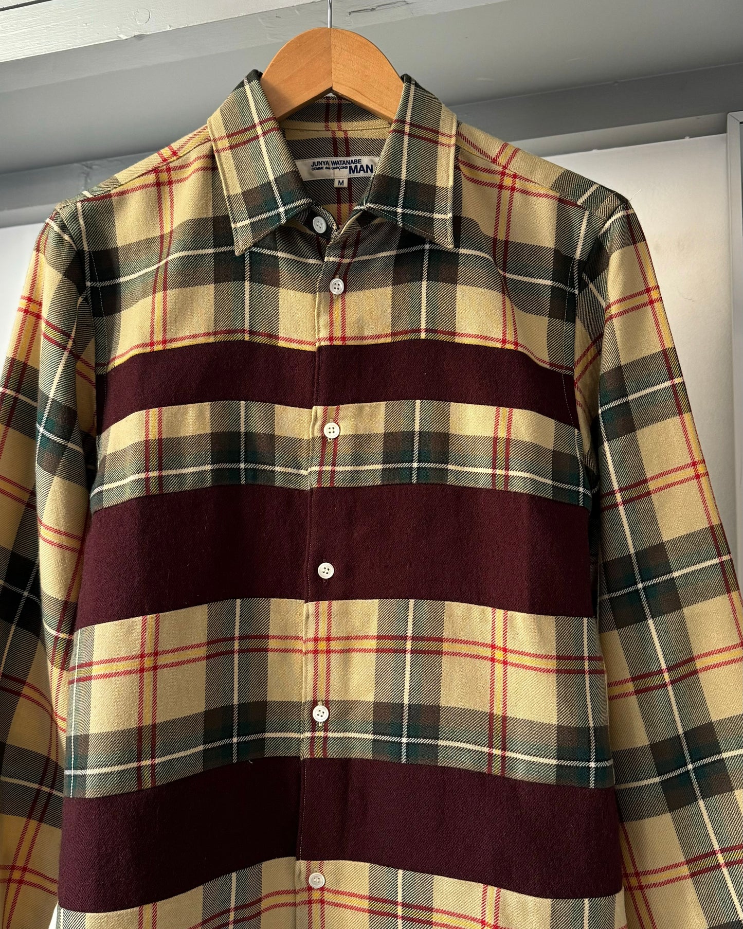 2002 Plaid Burgundy Wool Panel Shirt (~M~)
