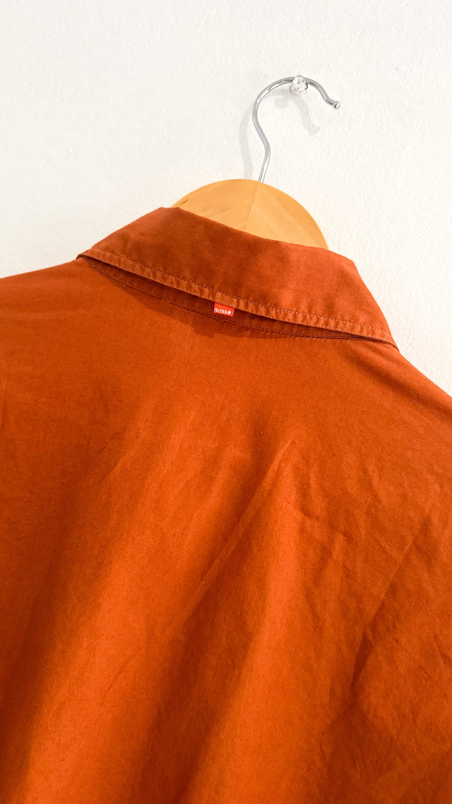 Early 2000s Orange Scar Stitch Cropped Shirt (M~L)