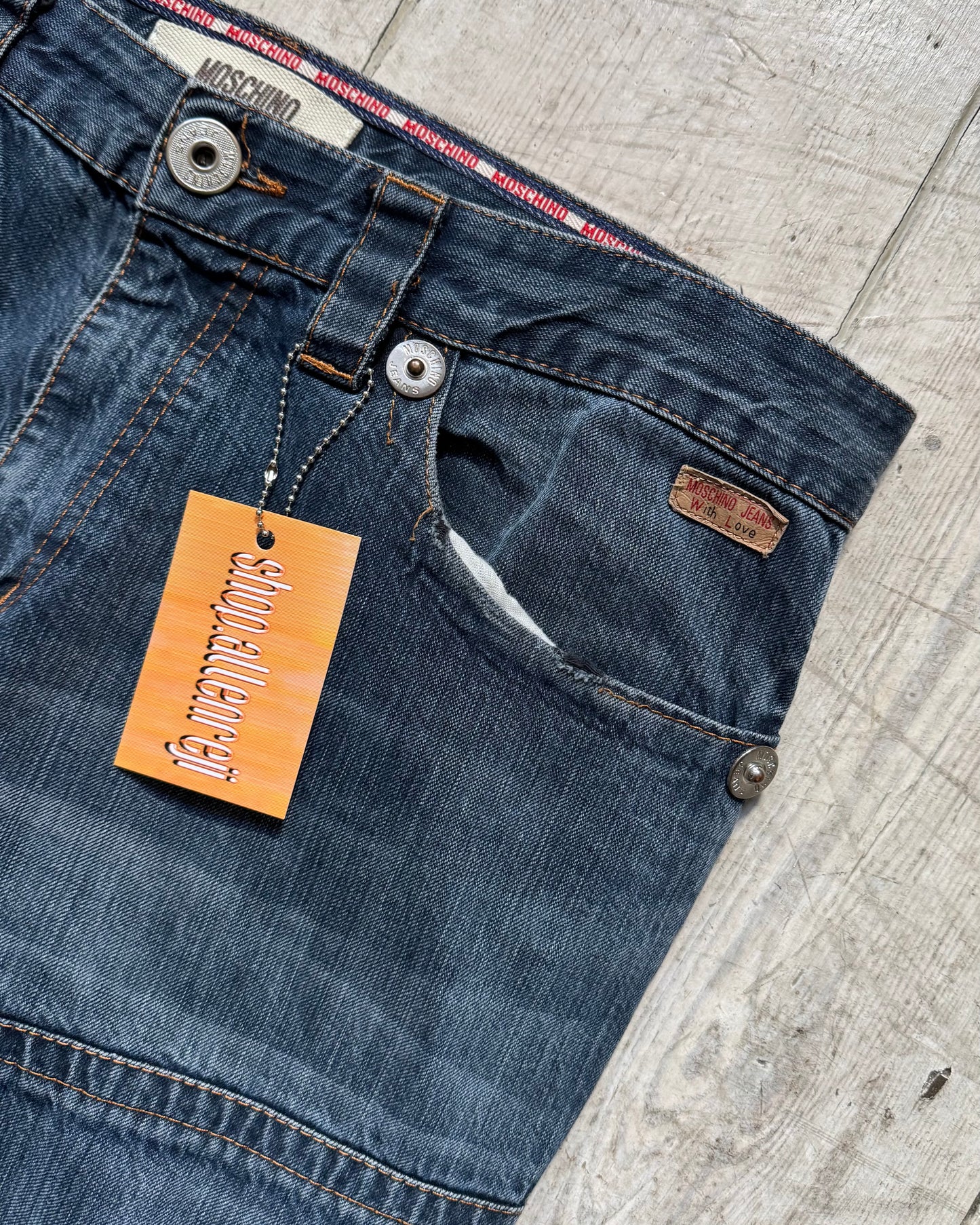 Early 2000s Blue Contrast Stitch Knee Panel Denim / Jeans (~34~)