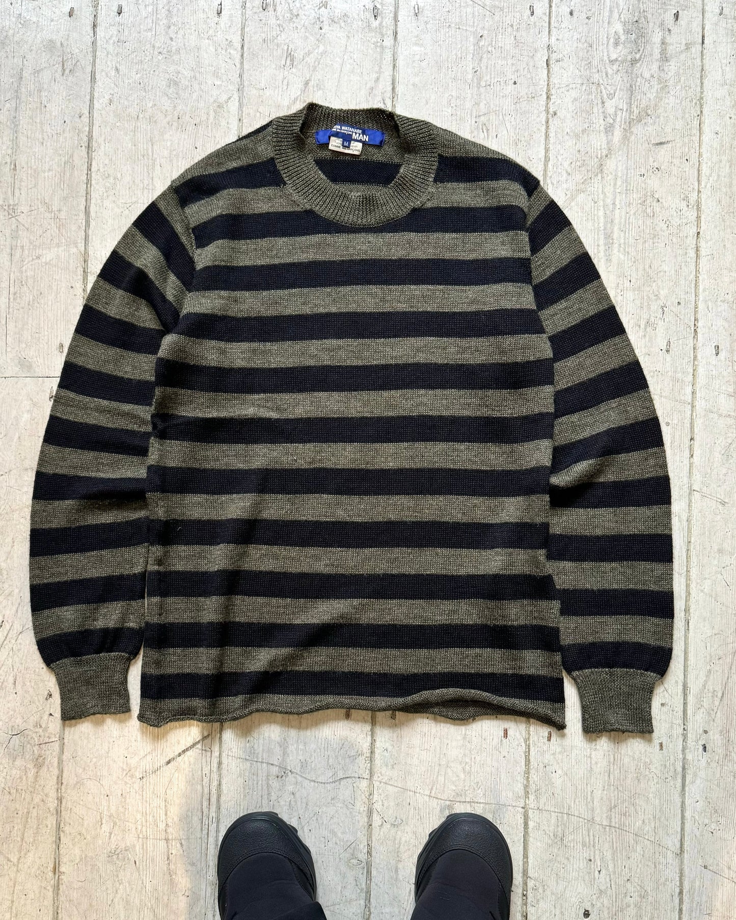 2013 Black / Washed Olive Striped Pattern Knit Jumper (~M~)
