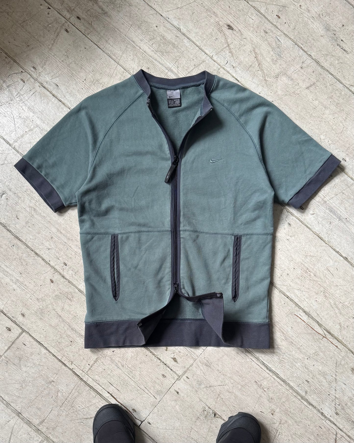 Spring 2001 Tonal Washed Blue / Grey Zip Up Jersey Top (~M~)