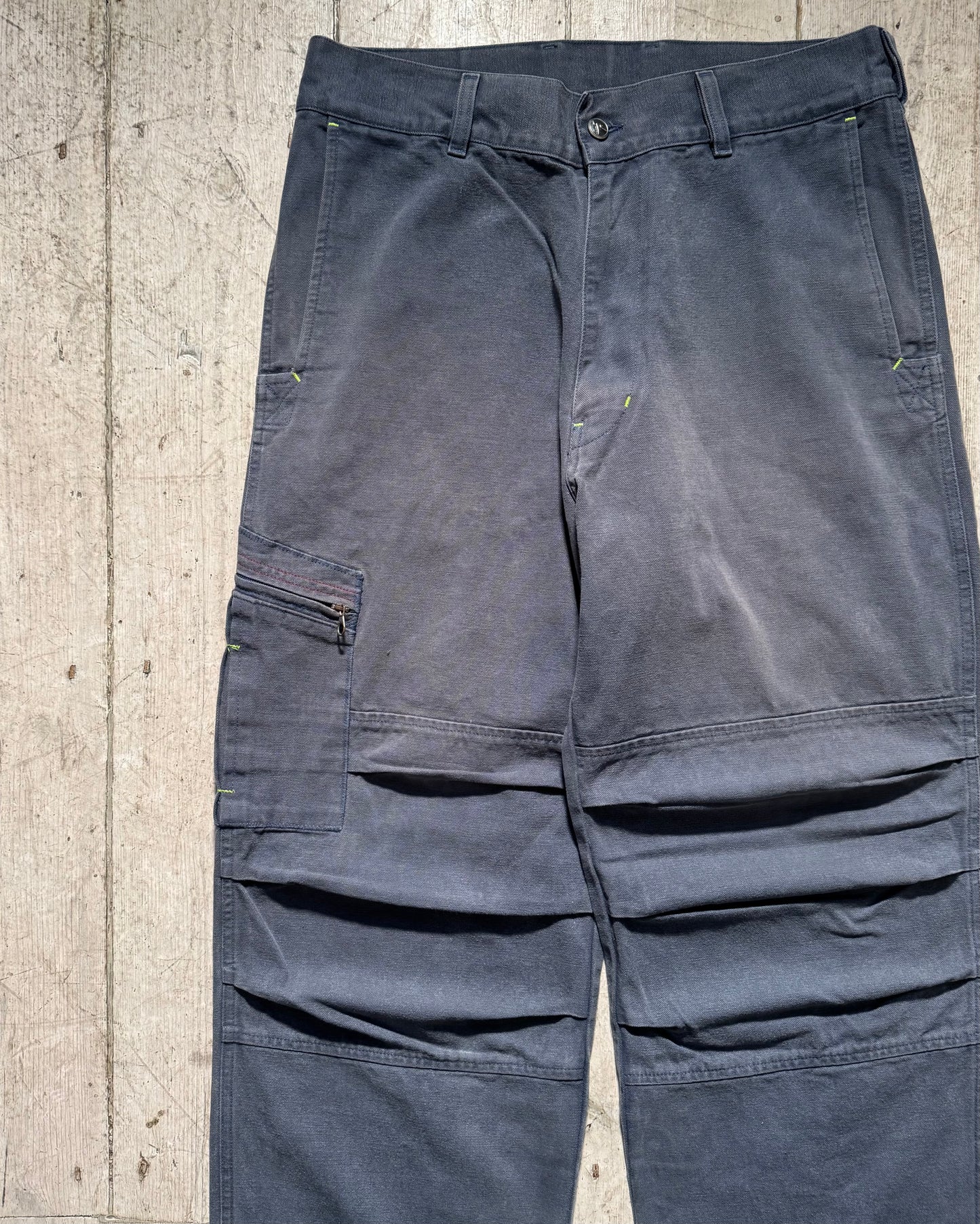 Cold Grey / Lime Asymmetrical Knee Darted Cargo Pant's (32~33)