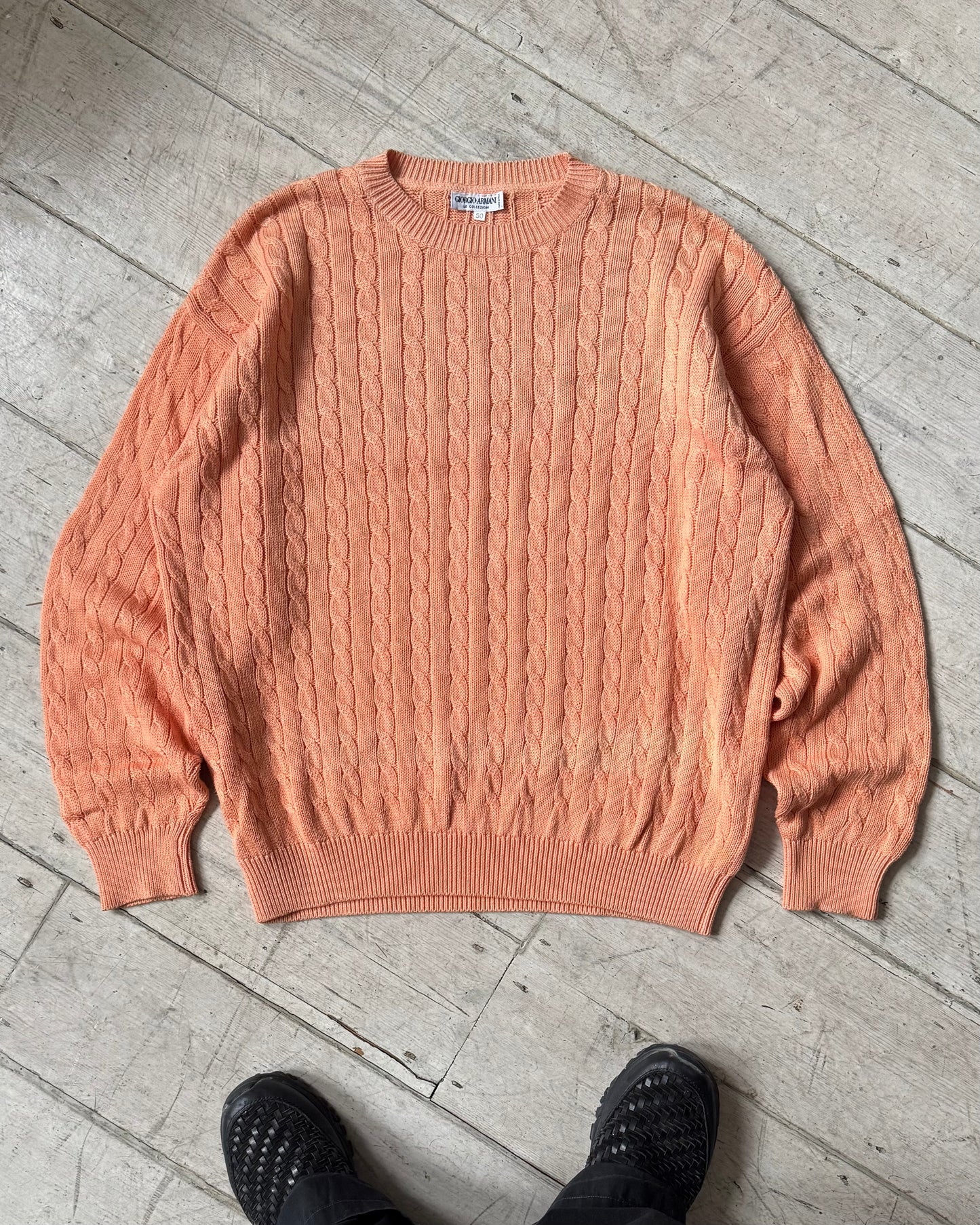 80s Orange / Peach Cable Knit Front Jumper (~L~)
