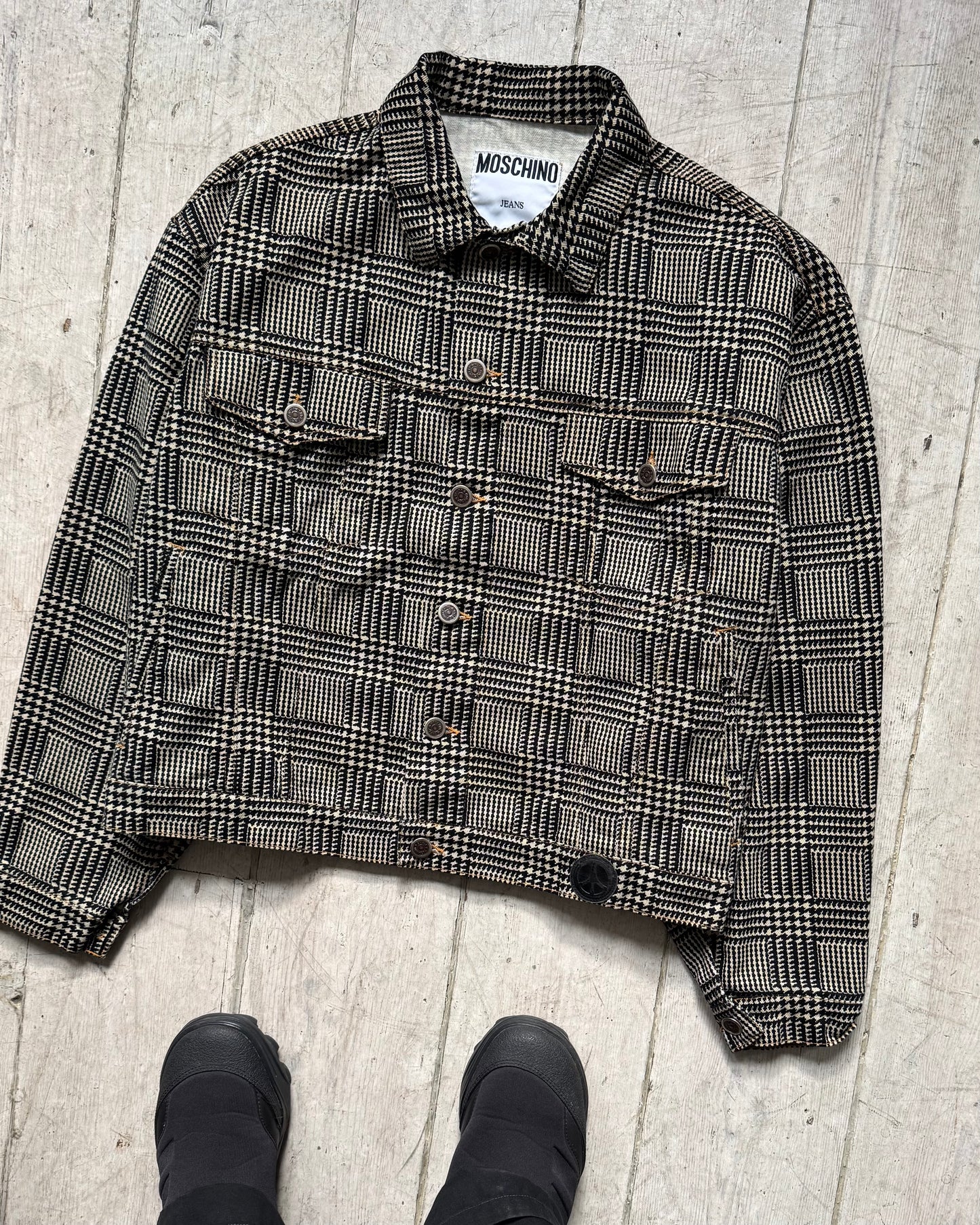 90s Houndstooth Trucker Jacket (M~L)