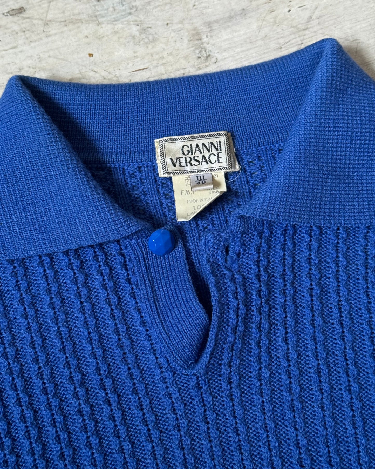 80s Royal Blue Polo Knit Jumper (M~L)