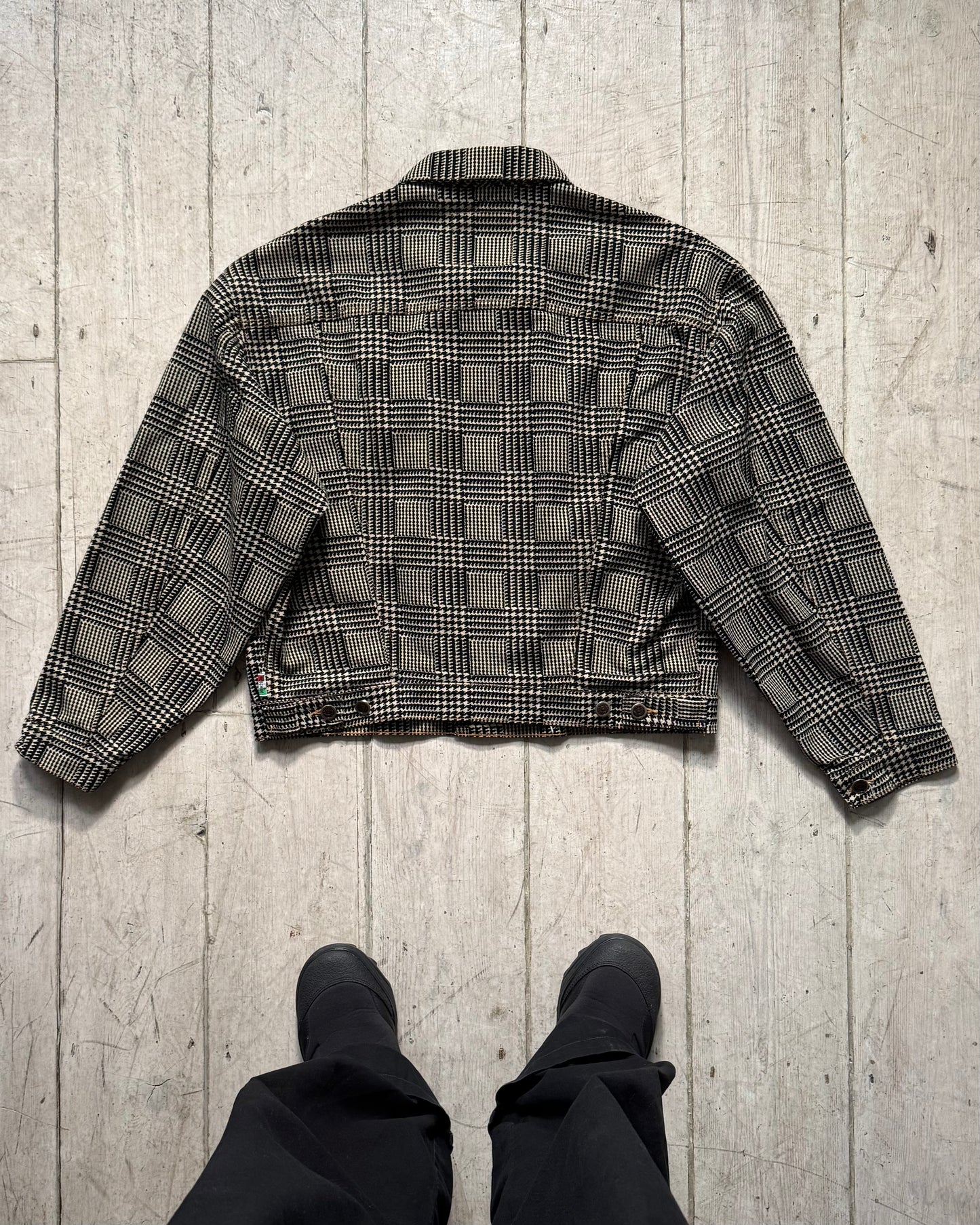 90s Houndstooth Trucker Jacket (M~L)