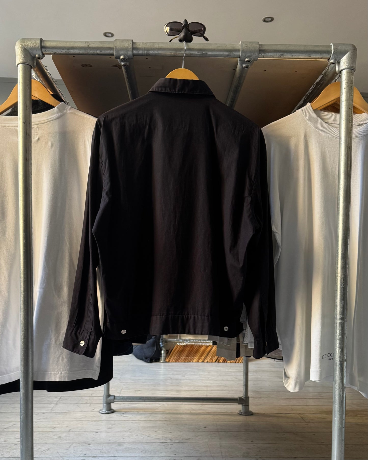 1990 Polka Front Navy Hybrid Over Shirt (~M~)