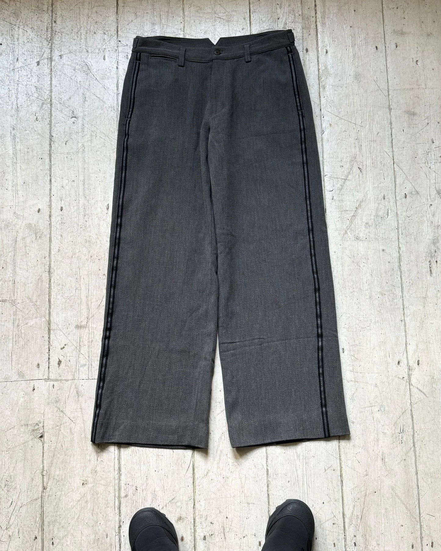 2003 Side Stripe Grey Virgin Wool / Cotton Blend Pants (30~31)