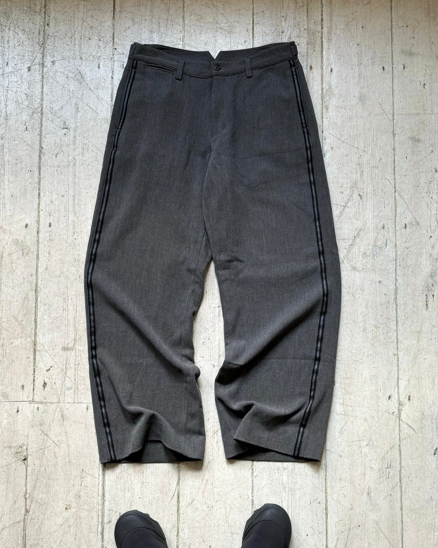 2003 Side Stripe Grey Virgin Wool / Cotton Blend Pants (30~31)
