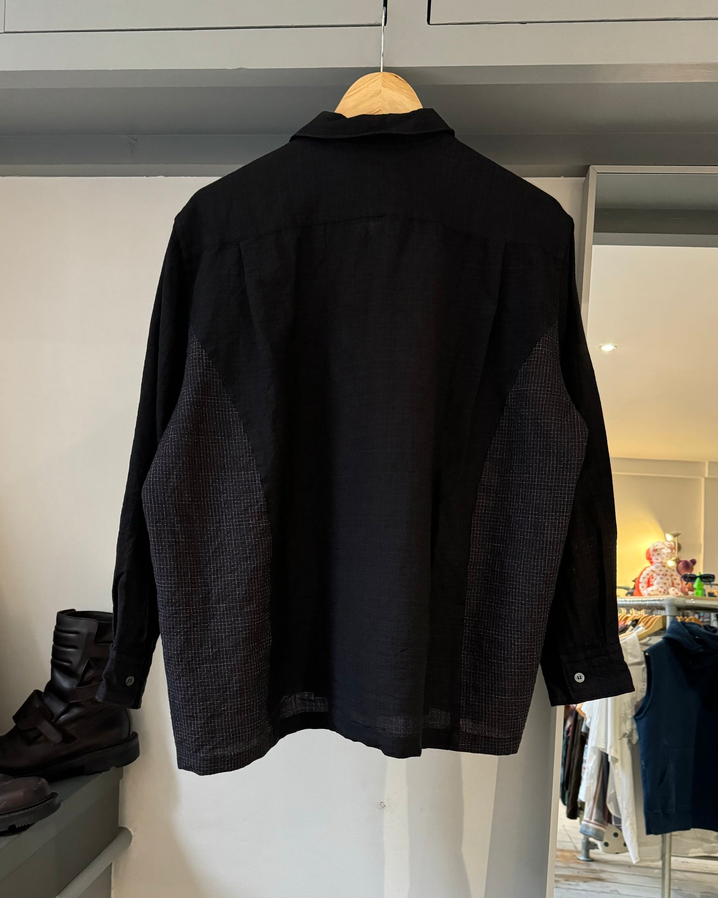 1997 Dual Micro Check Curved Panel Shirt (~M~)