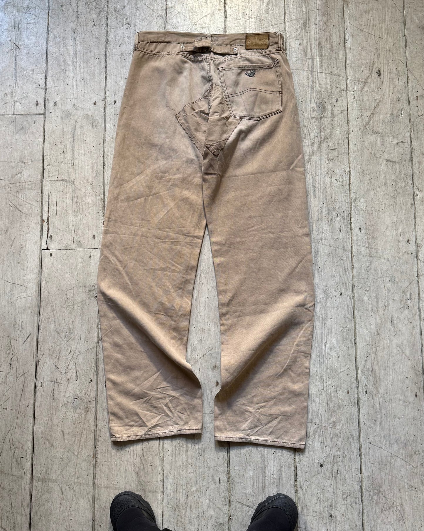 Early 2000s Beige Patchwork Style Panel Pants (32~33)
