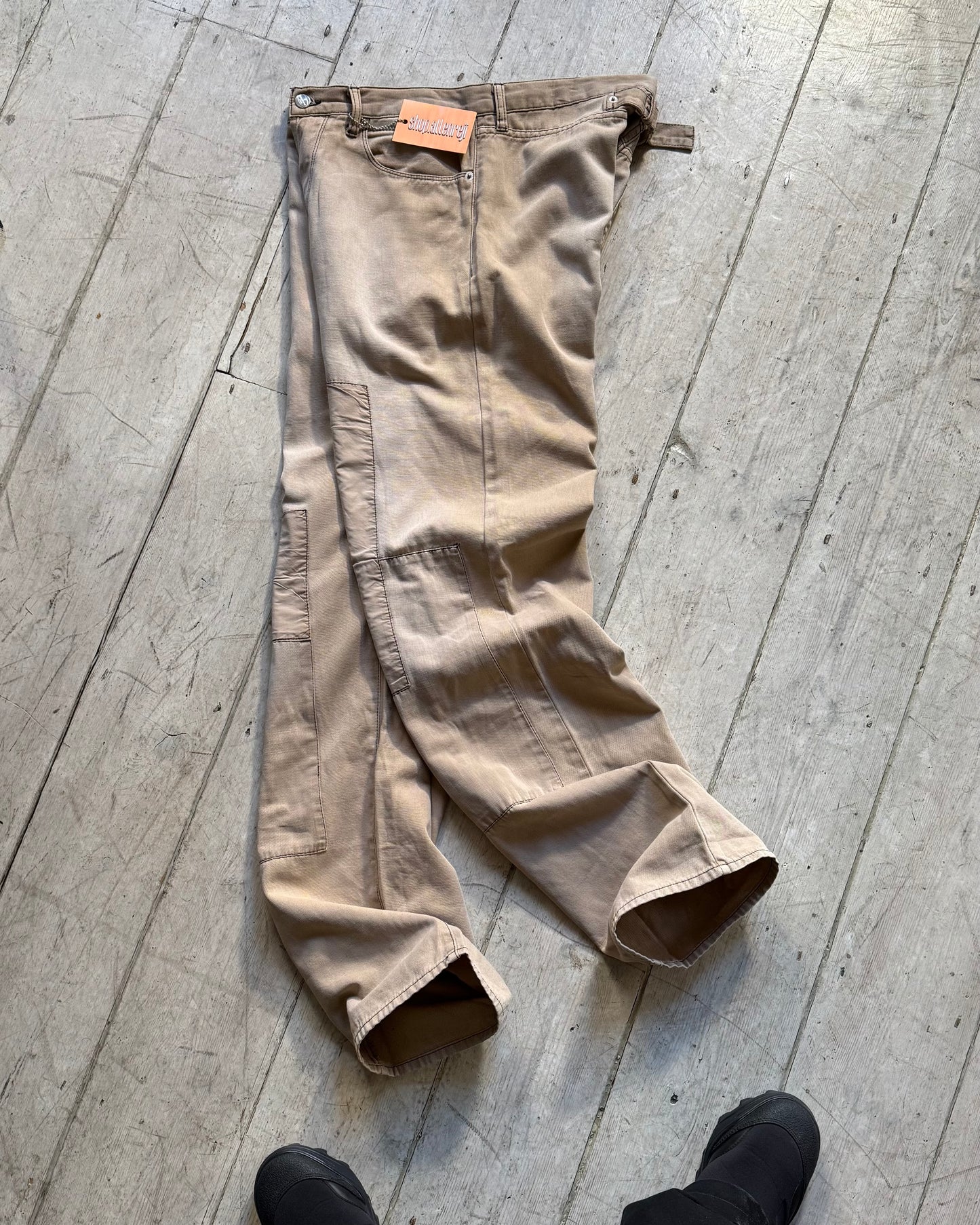 Early 2000s Beige Patchwork Style Panel Pants (32~33)