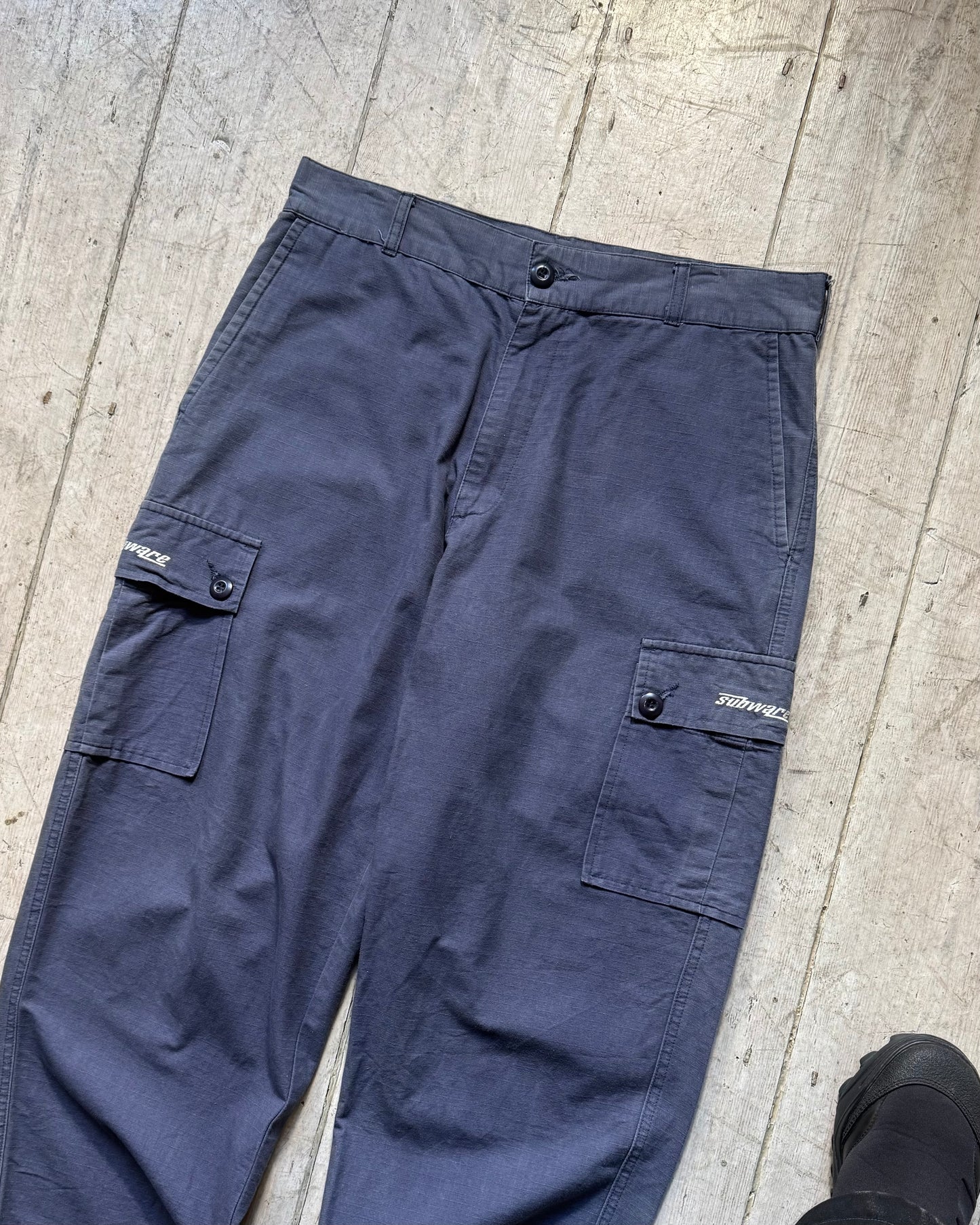 Early 2000s Washed Blue Ripstop Cargo Pants (32-34)