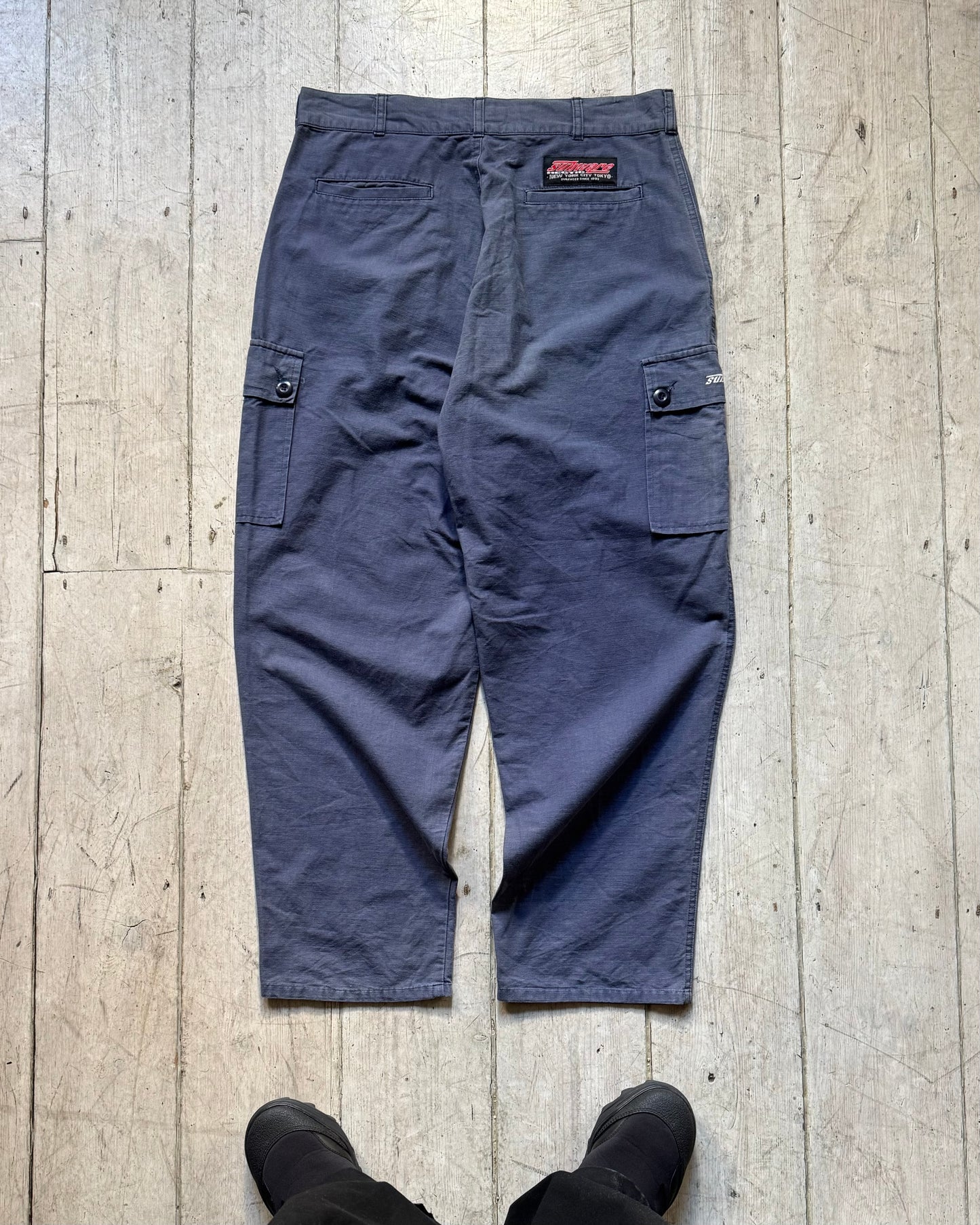 Early 2000s Washed Blue Ripstop Cargo Pants (32-34)