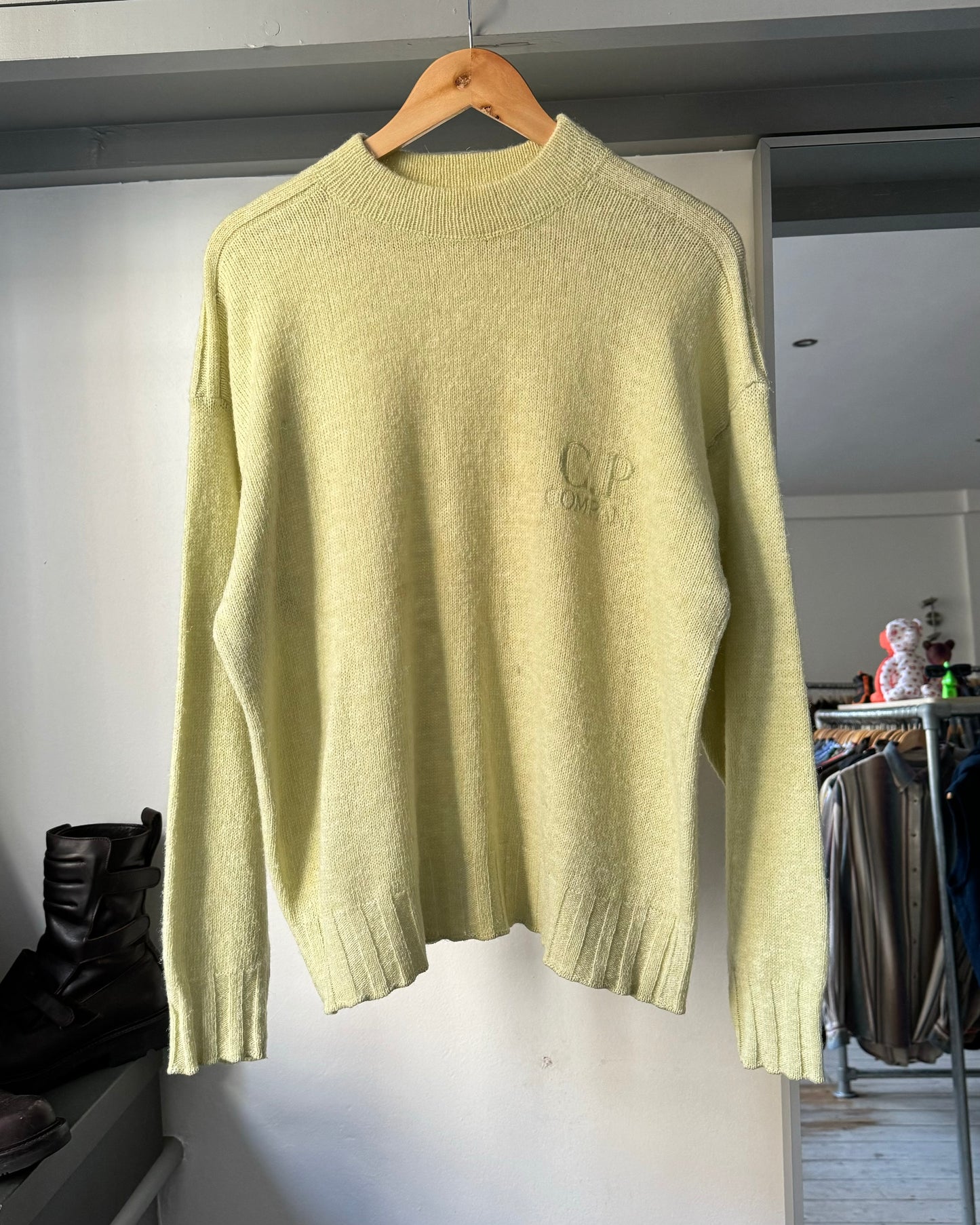 80s Ideas From Massimo Osti Pale Lime Knit Jumper (~L~)