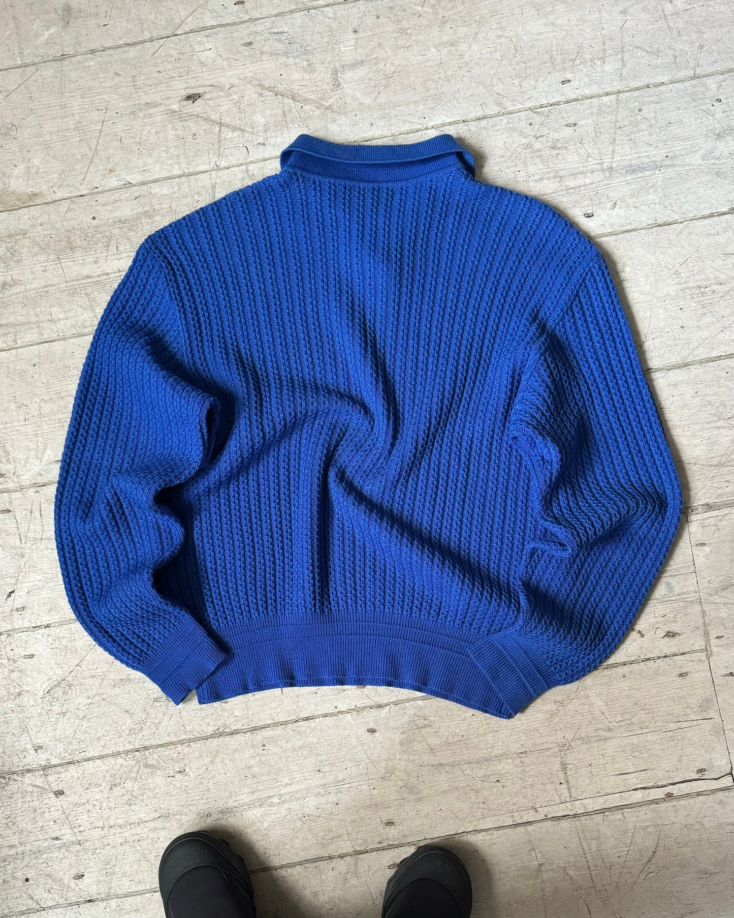 80s Royal Blue Polo Knit Jumper (M~L)