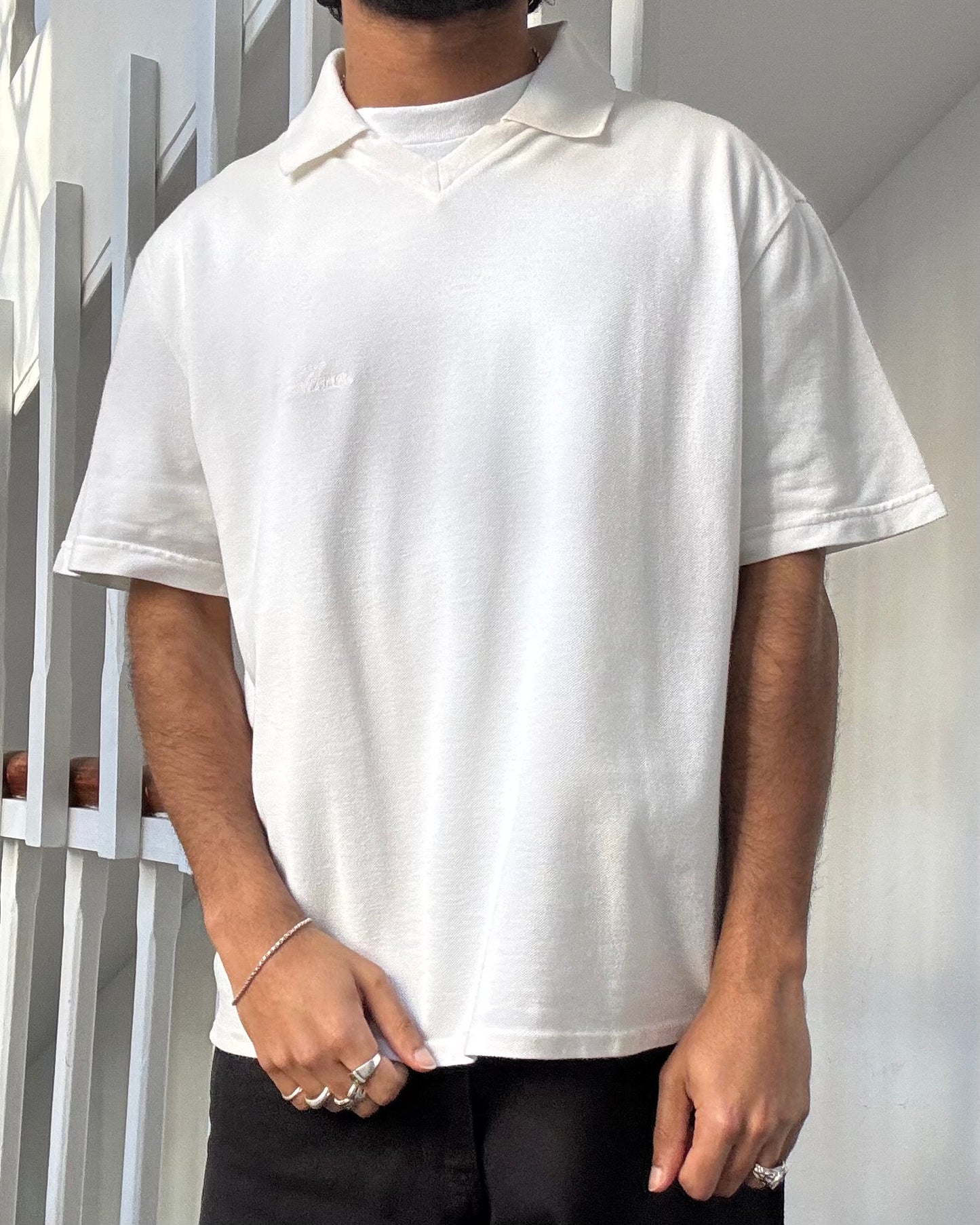90s White Polo Shirt / Top (~M~)