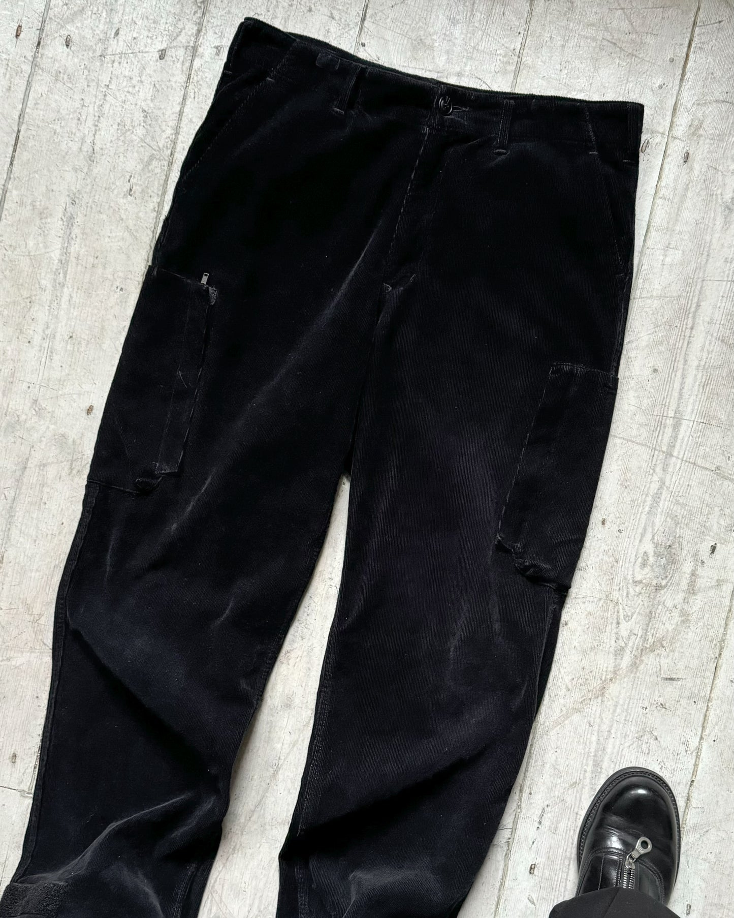 Black Corduroy Cargo Pocket Pants (32~34)