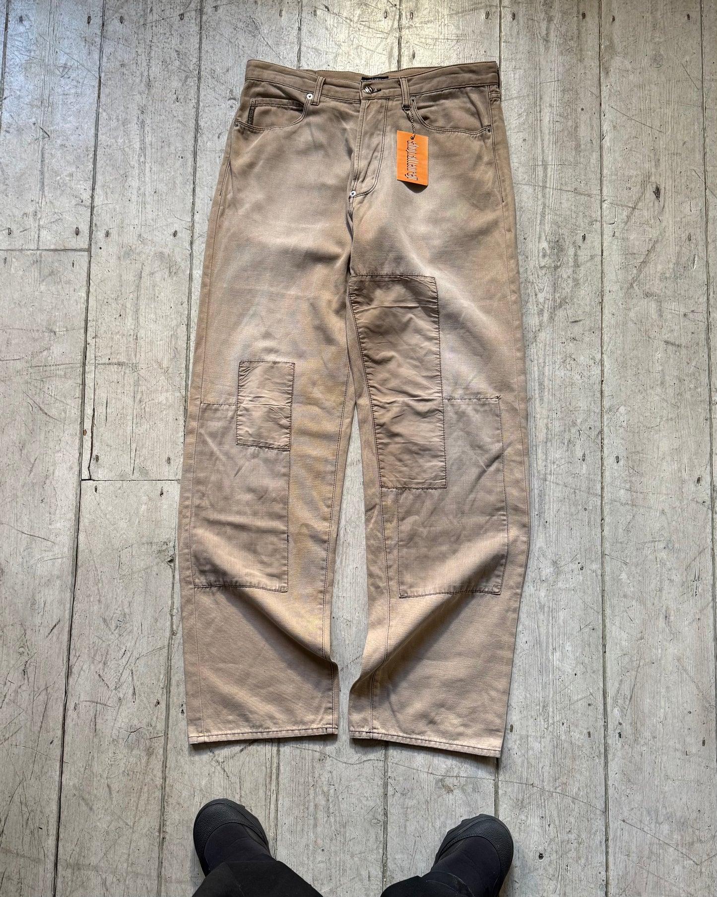 Early 2000s Beige Patchwork Style Panel Pants (32~33)