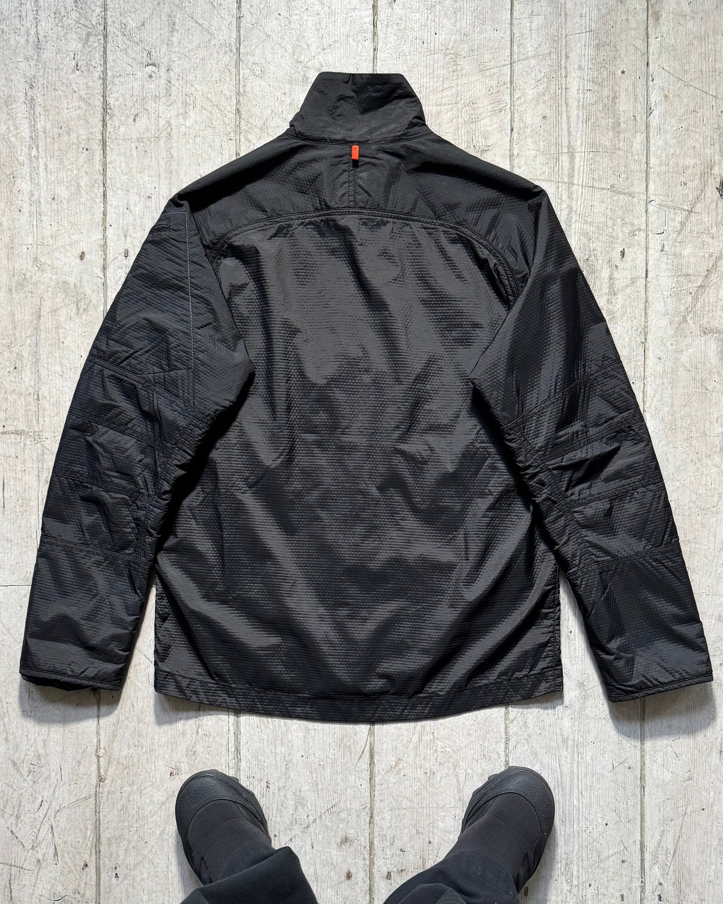 2000s Custom Nano Sphere Textured Fabric Panelled Sleeve Pocket Jacket (~M~)