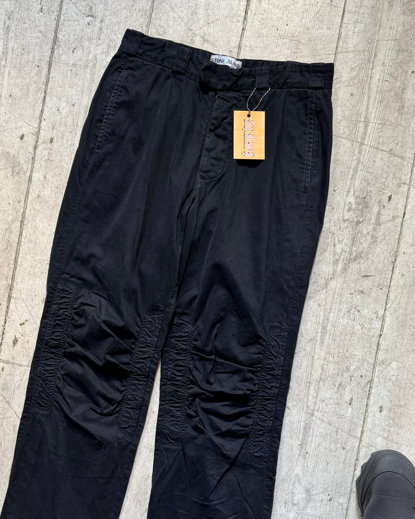 2000s Black Ruched Knee Detail Pants (28~29)