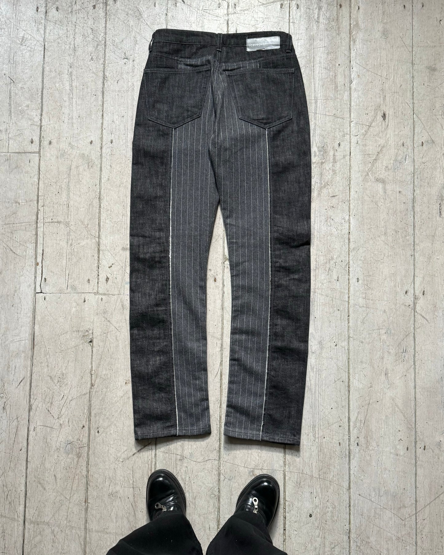 Early 2000s Grey Hybrid Striped / Denim Panelled Pants (~30~)