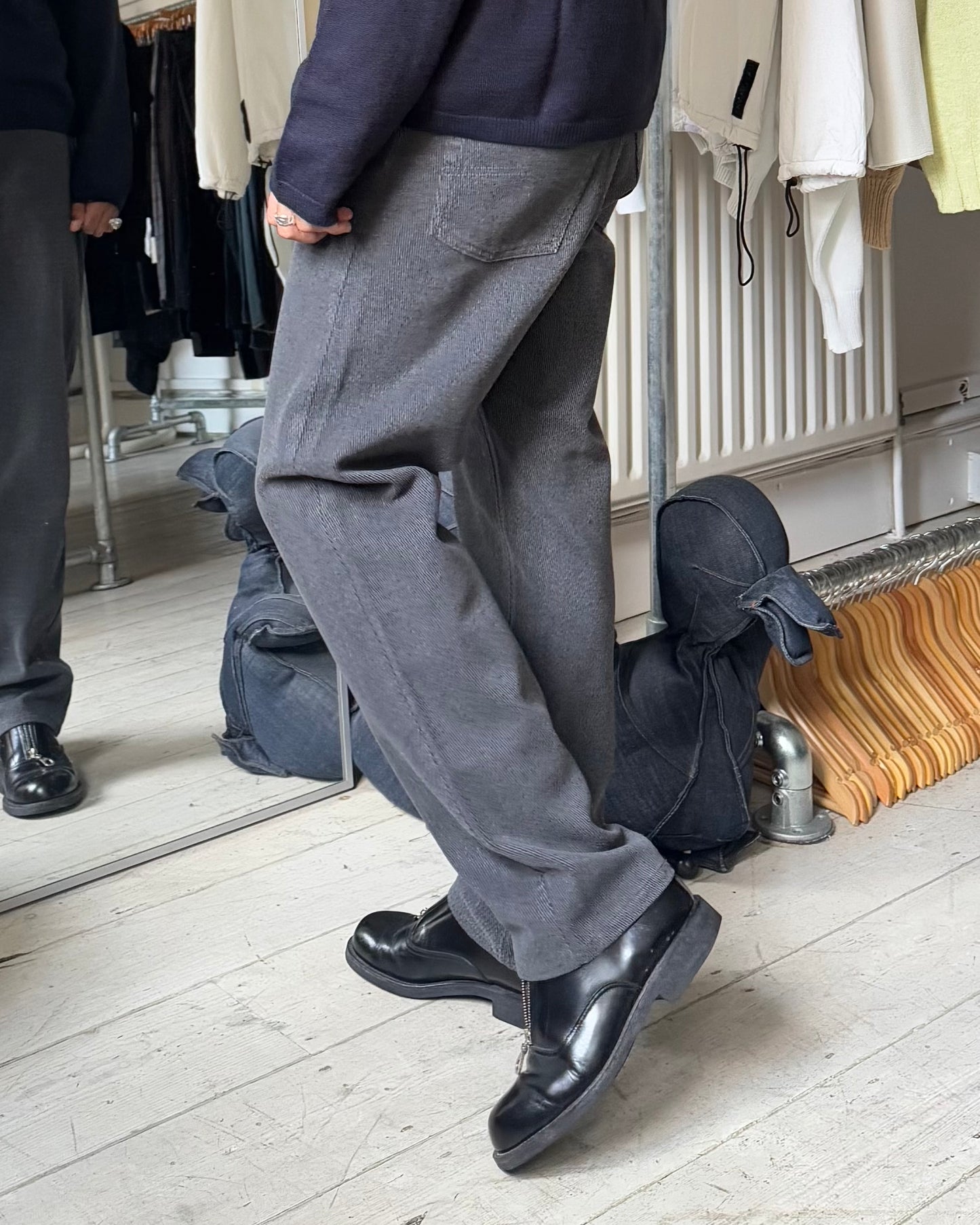 Early 2000s Eco-stone Diagonal Weave Textured Grey Pants / Trousers (28~30)