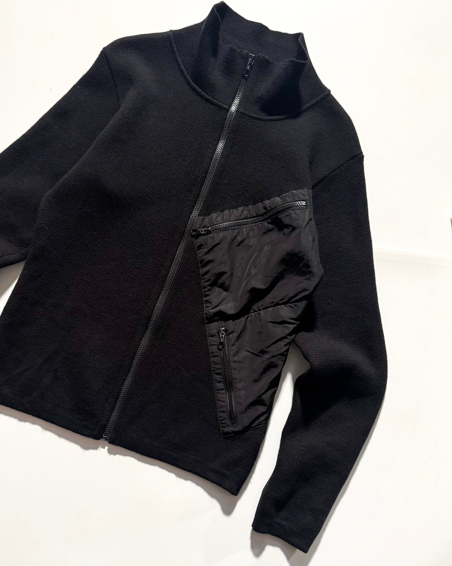 AW2000 Asymmetrical Patch Pocket Zip Up Knit Jumper ( ~S~ )