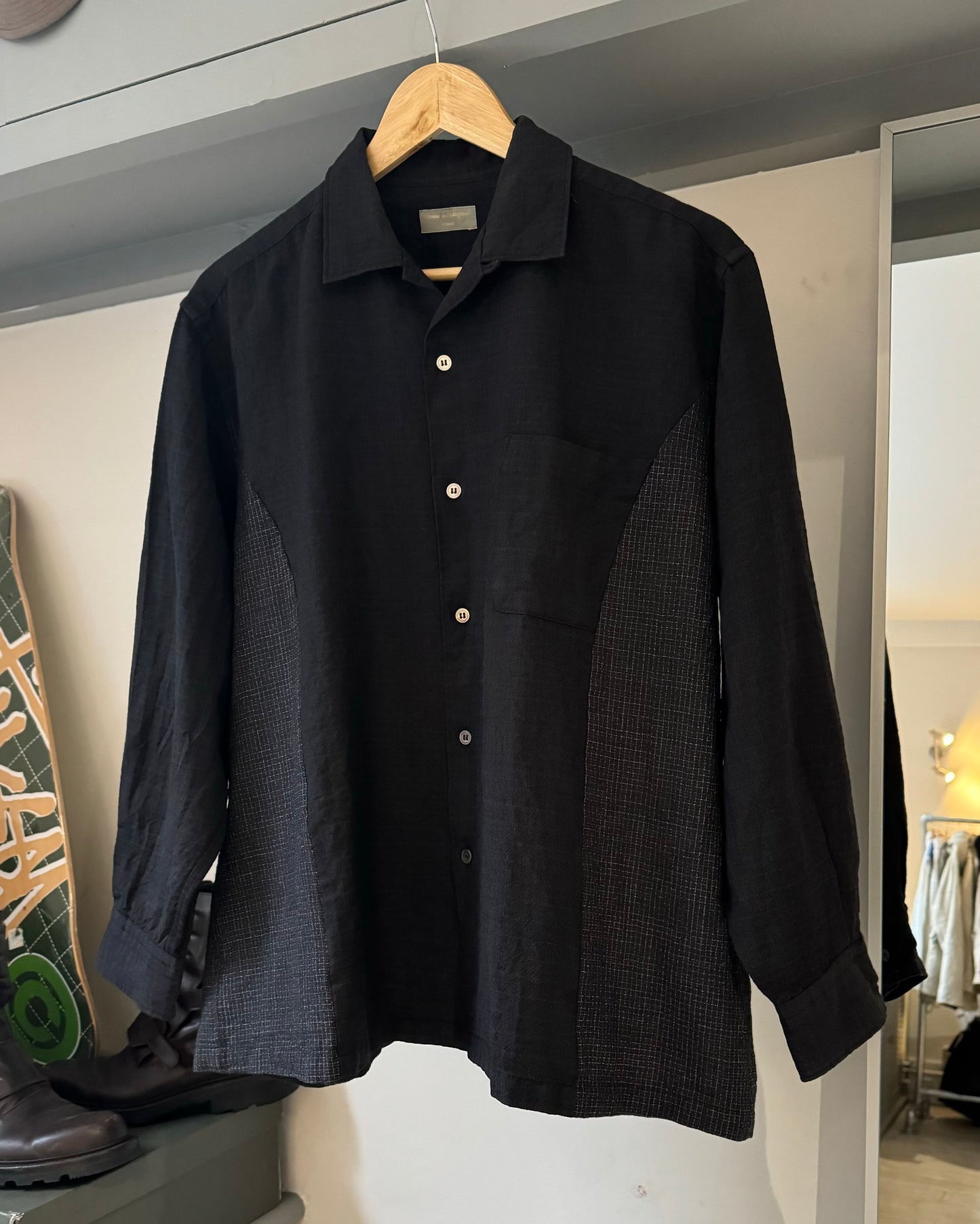 1997 Dual Micro Check Curved Panel Shirt (~M~)