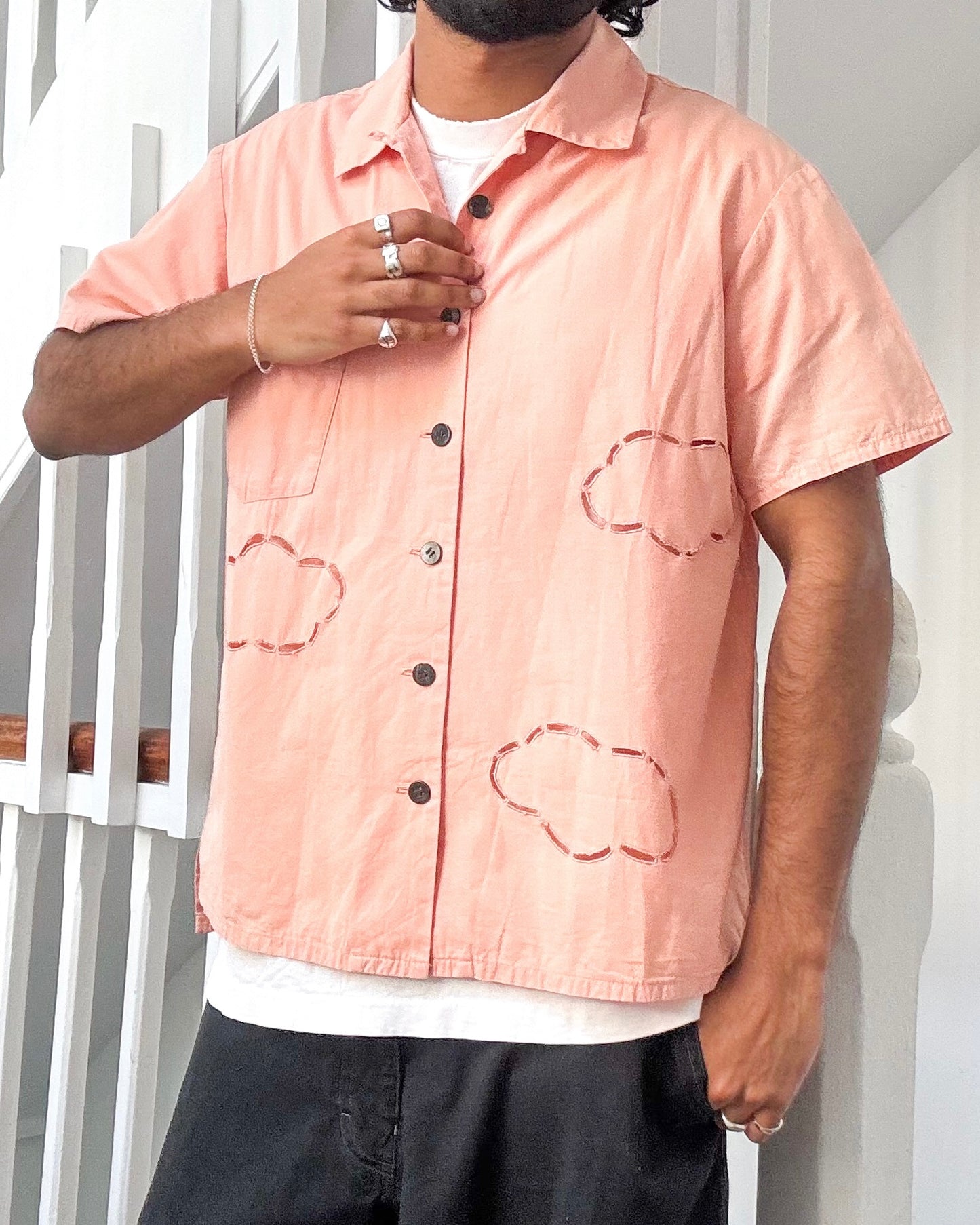 Peach Cloud Cutout Button Up Shirt (~M~)