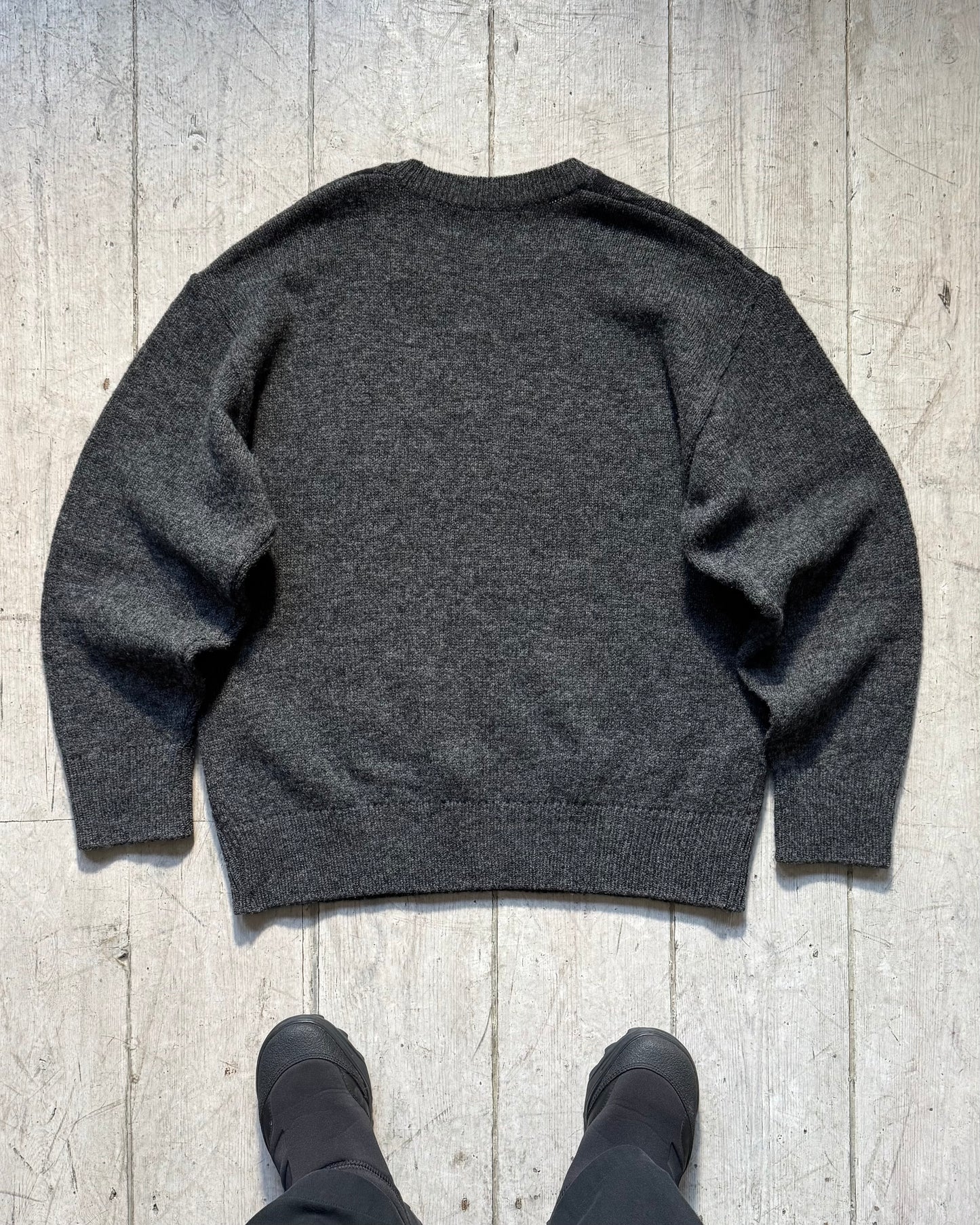 1995 Grey Argyle Pattern Front Knit Jumper (M~L)