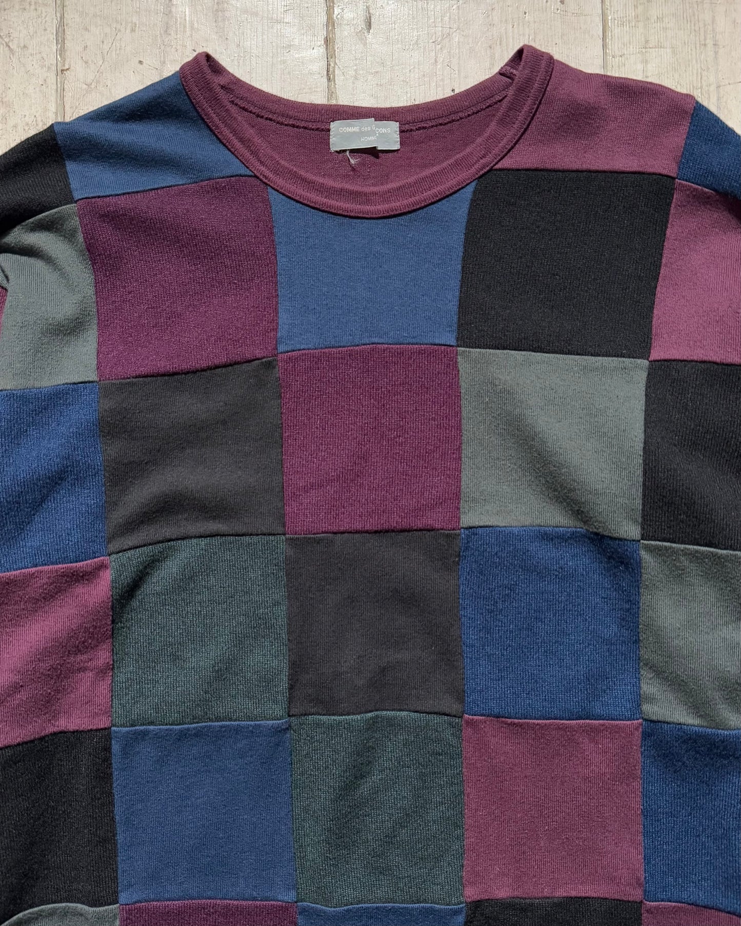 1997 Maroon / Blue Black Patchwork Style Front Top(M~L)